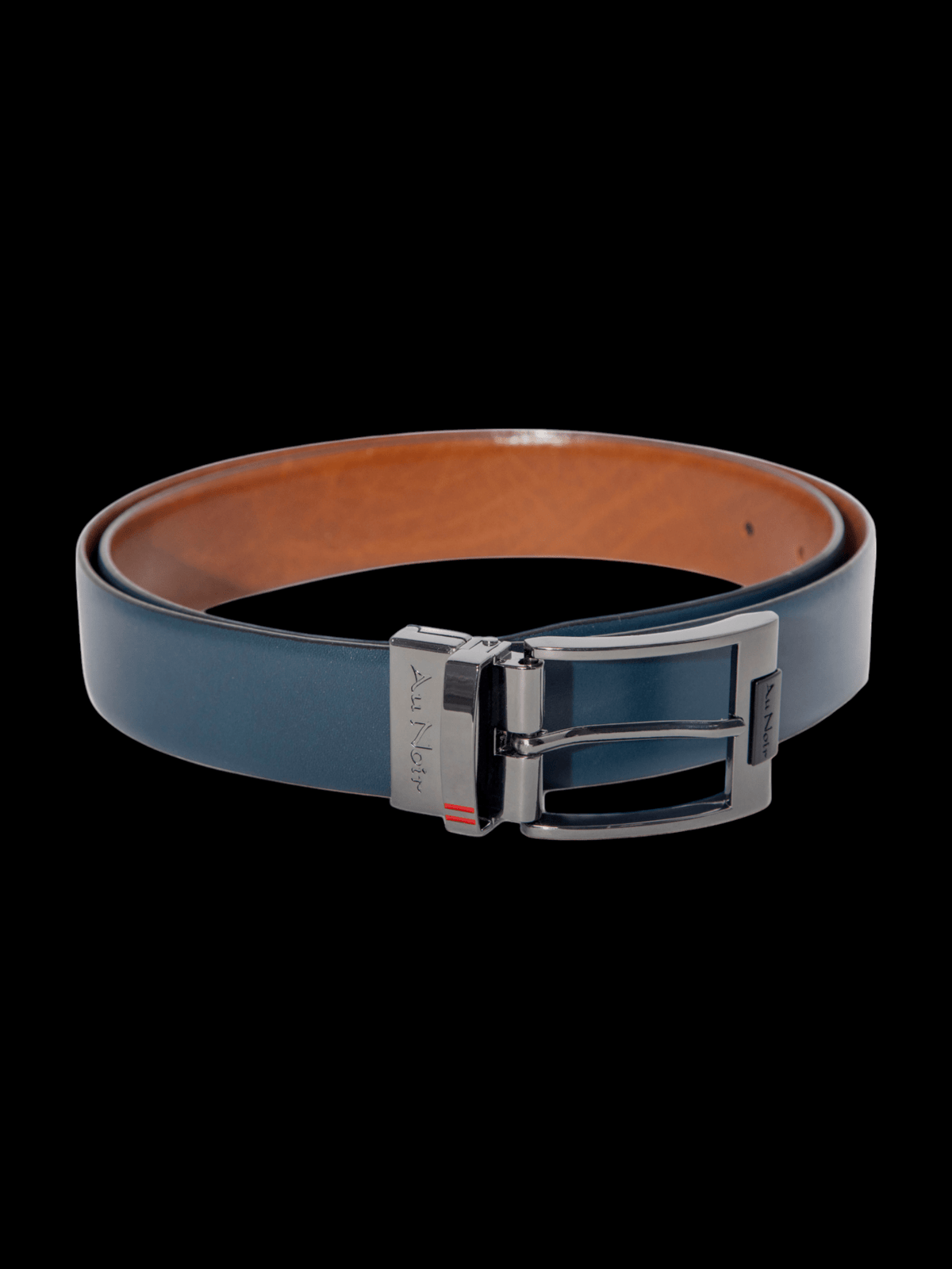 REVERSIBLE BELT | DESOTO GUNMETAL, tan - navy - AU NOIR