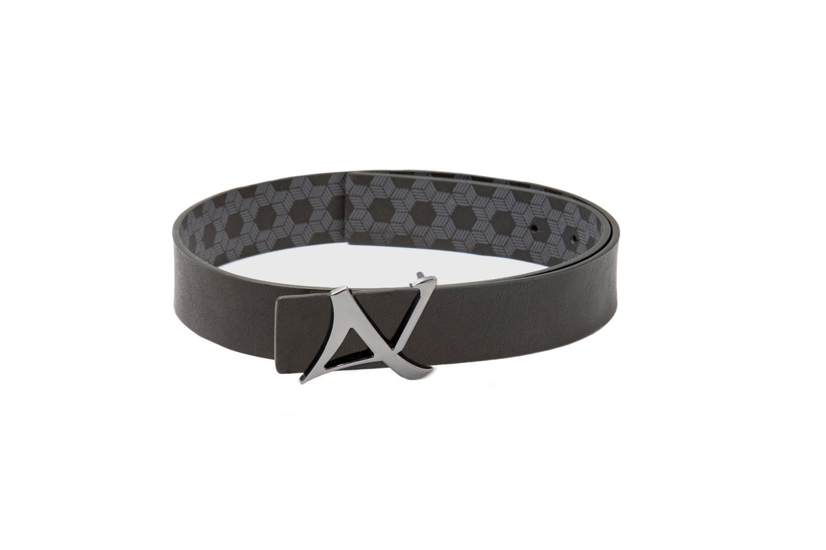 REVERSIBLE BELT | SHELBY GUNMETAL, black - AU NOIR