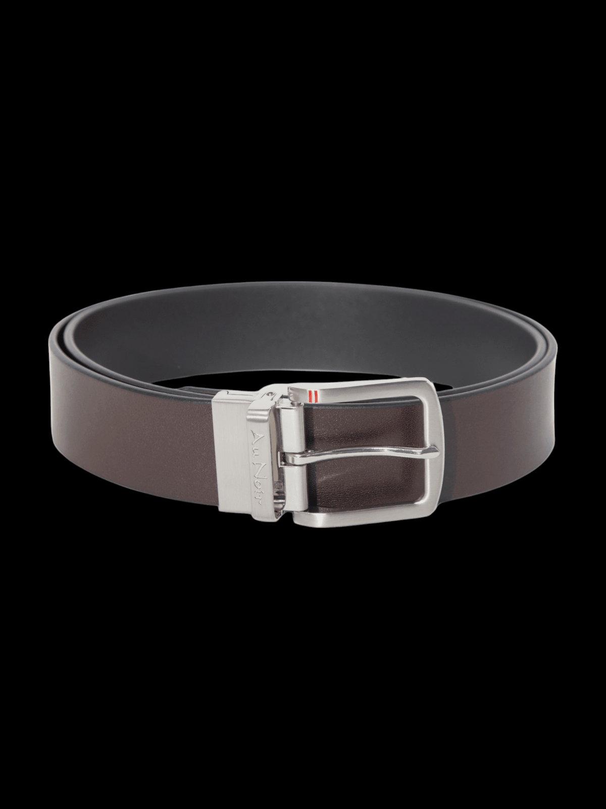 CEINTURE RÉVERSIBLE | STRAUSS BRUSHED NICKLE, noir-brun - AU NOIR