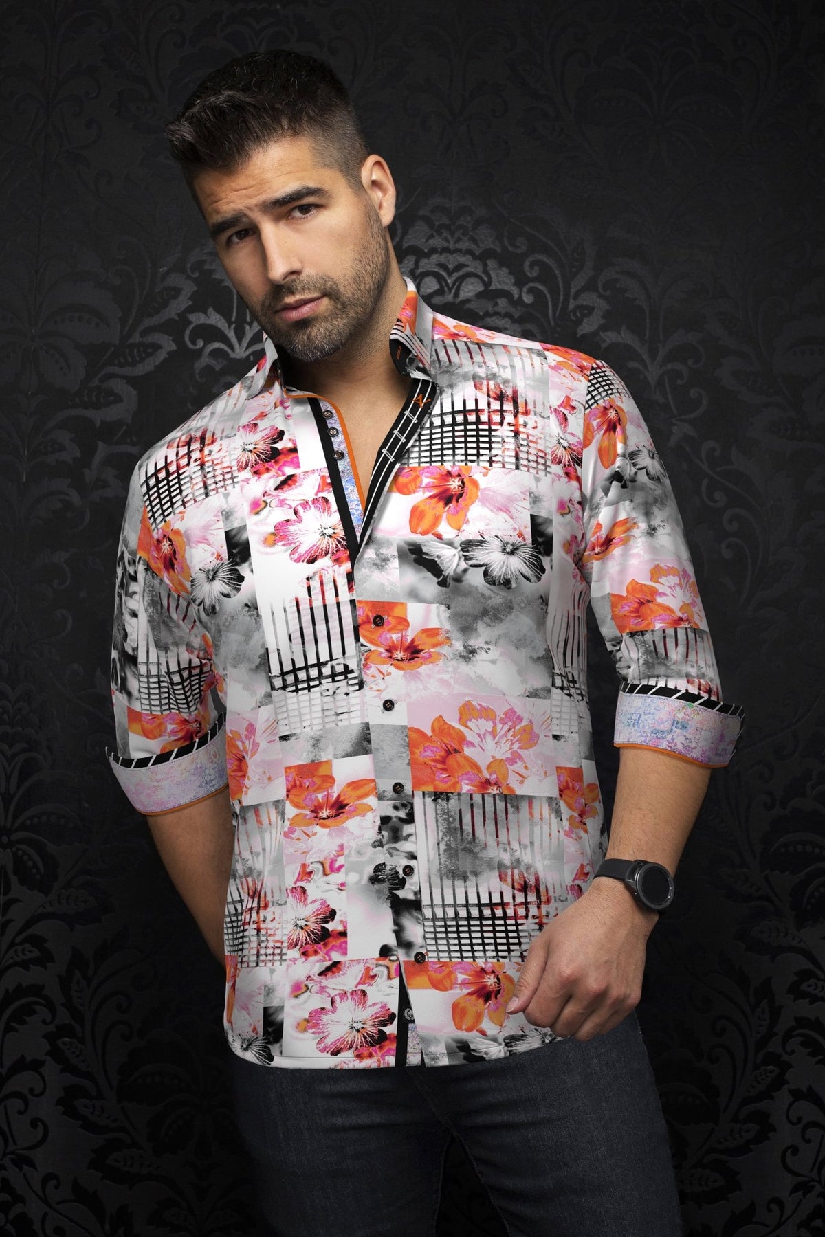 Camisa BRENTANO, Naranja Rosa - AU NOIR