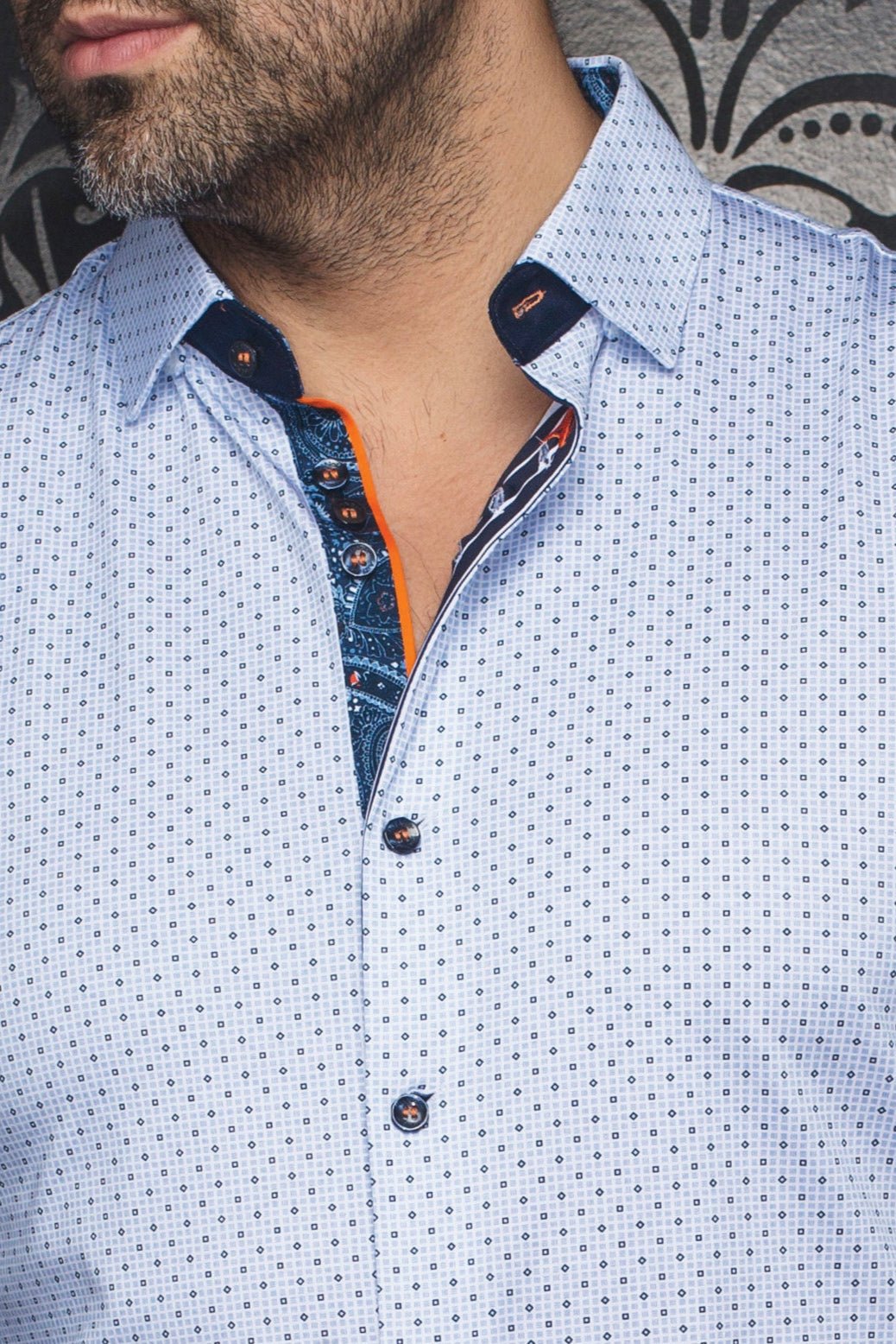 Shirt CALDARA, White Blue - AU NOIR