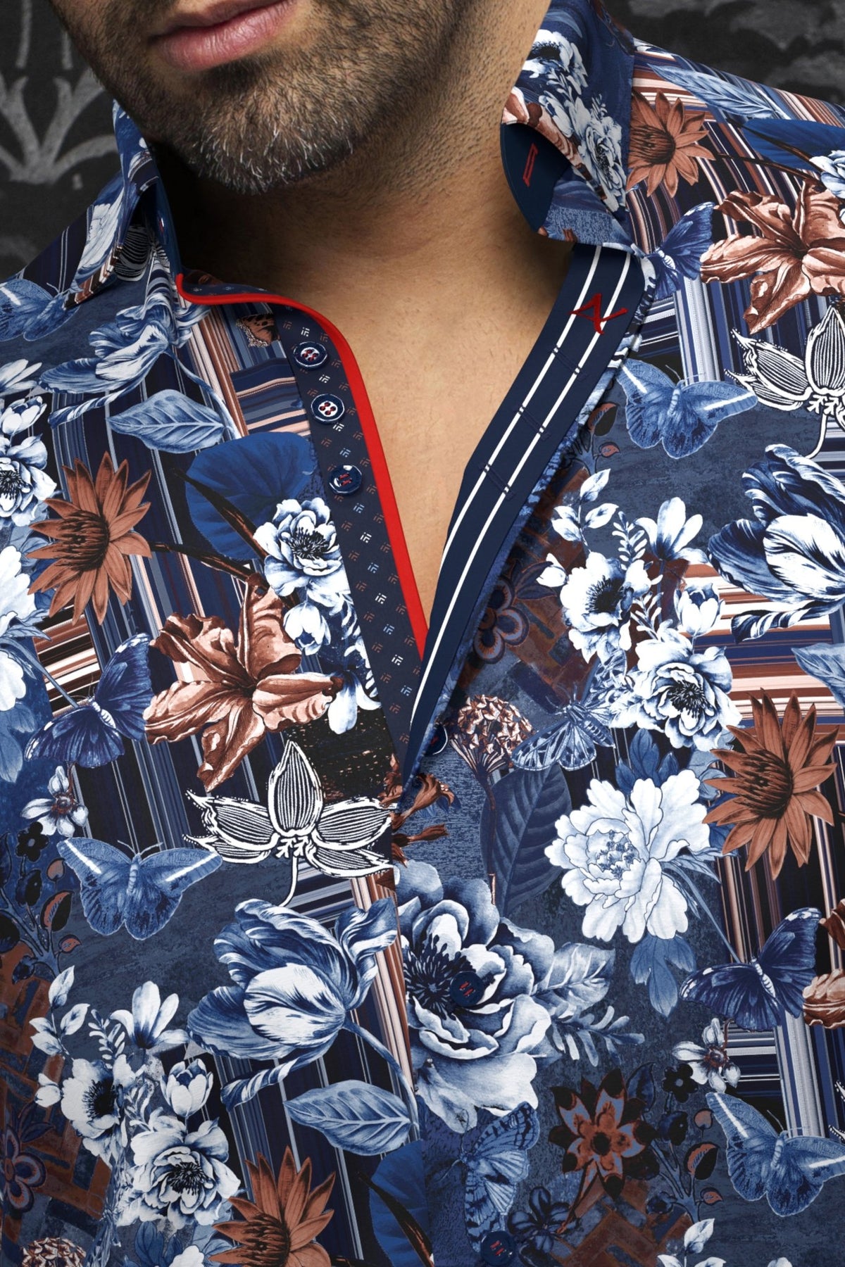 Camisa GANDINI, Navy Rust - AU NOIR