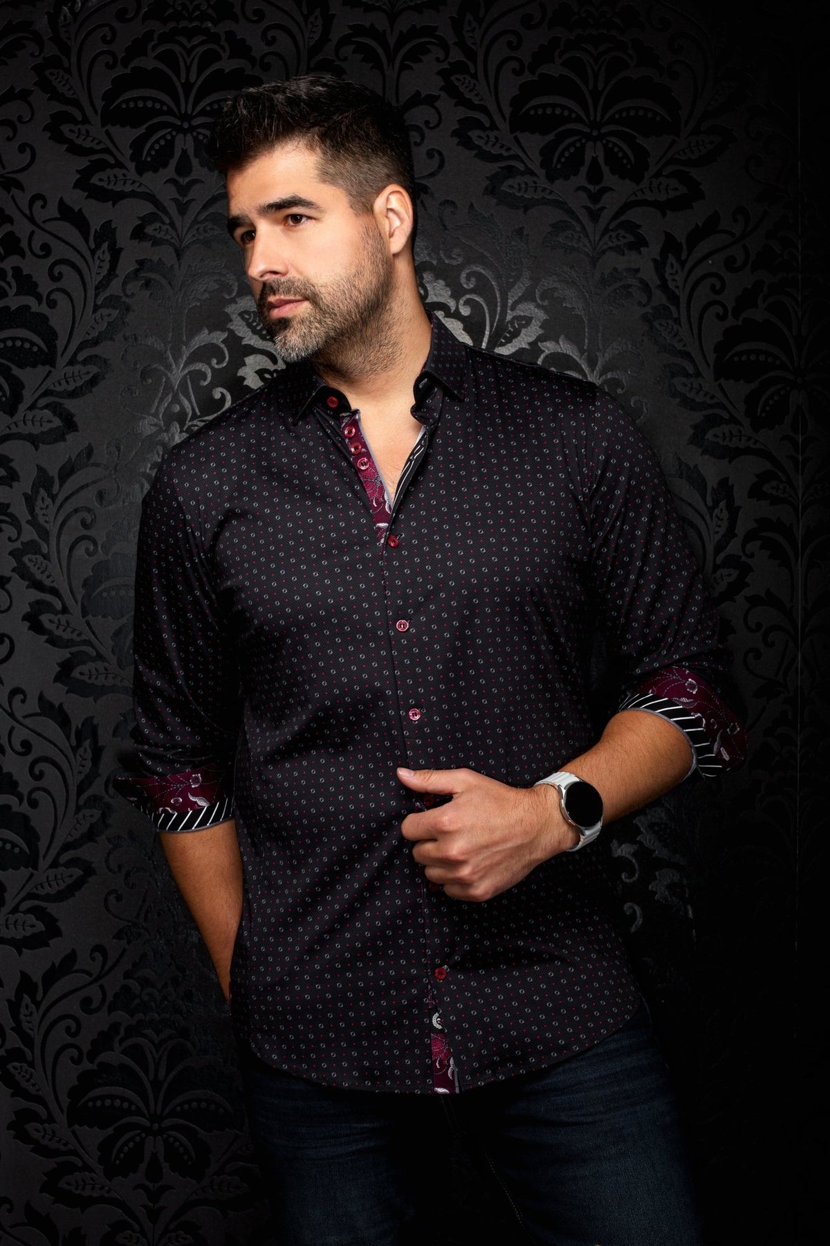 CHEMISE | PALERMO, Black Red - AU NOIR