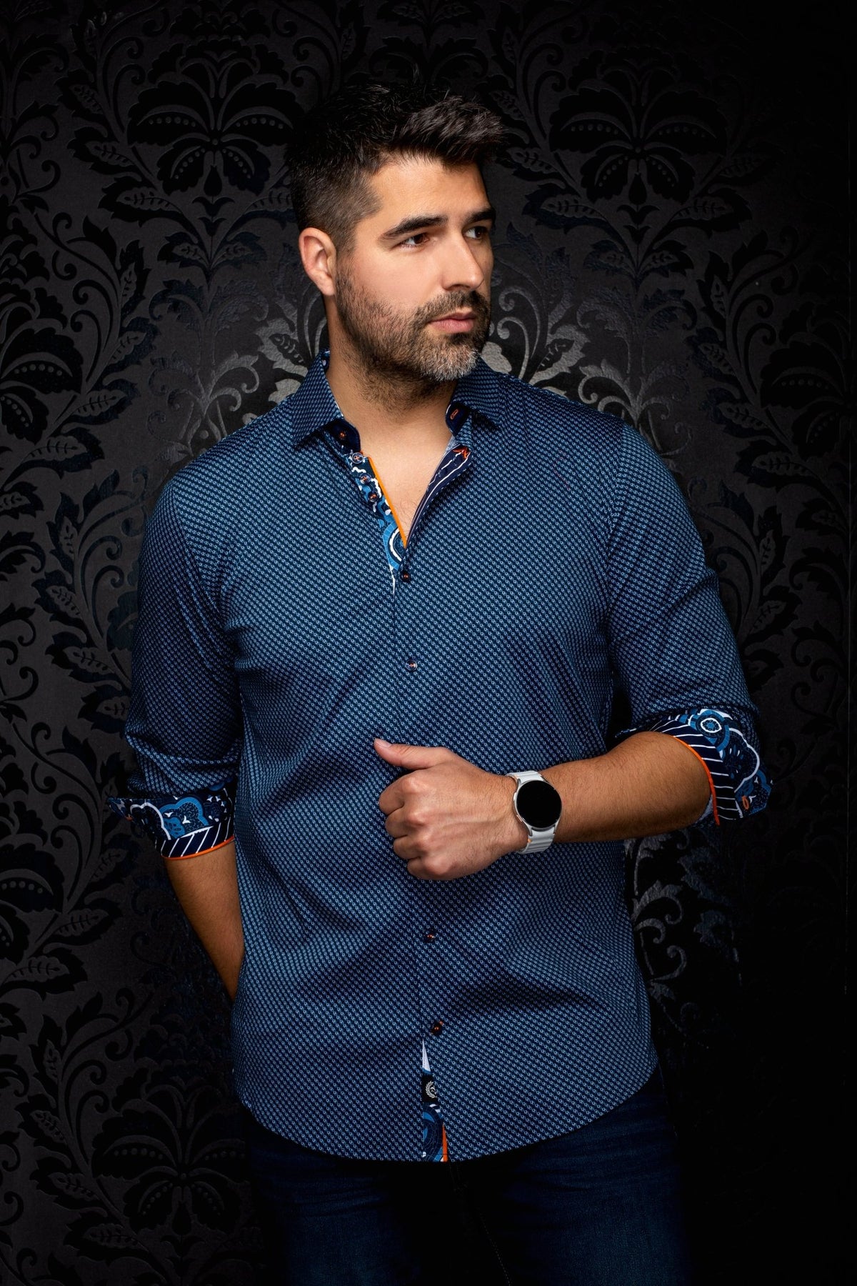 CHEMISE | SANLUCA, Navy - AU NOIR