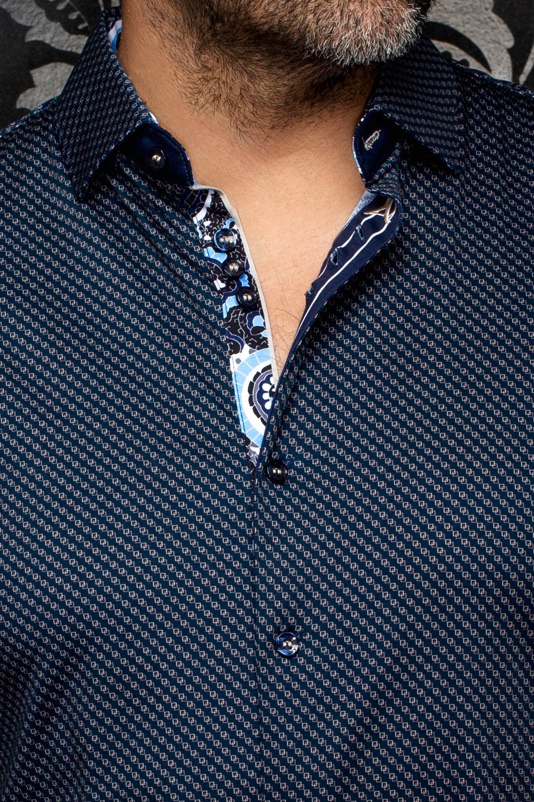 CHEMISE | SANLUCA, Navy Tobacco - AU NOIR