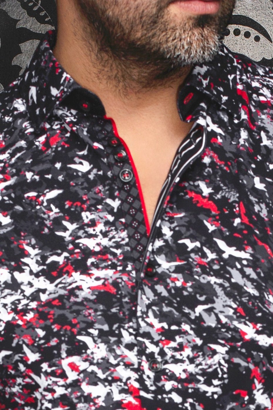 Shirt SORAN, Black Red - AU NOIR
