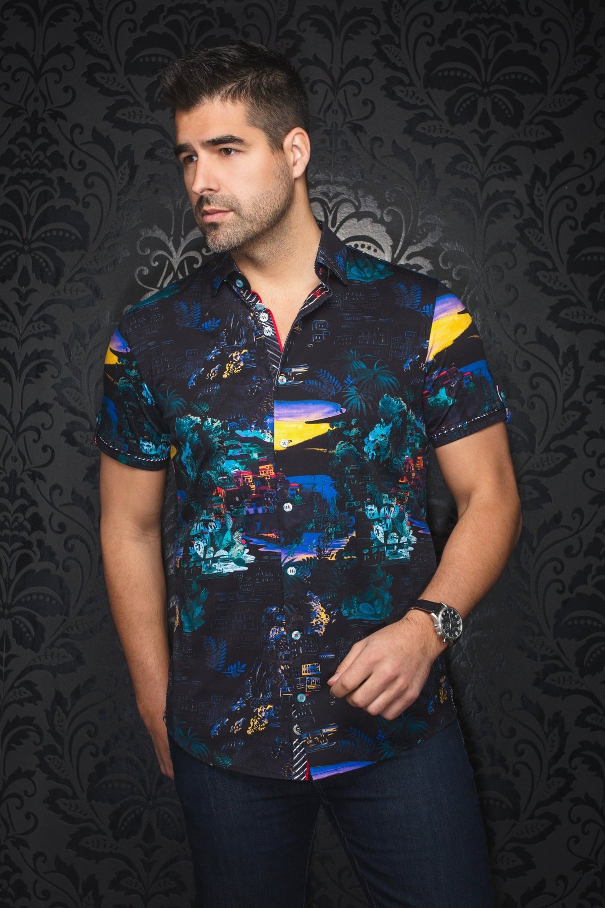 STRETCH SHORT SLEEVES ELSTER, Black - AU NOIR