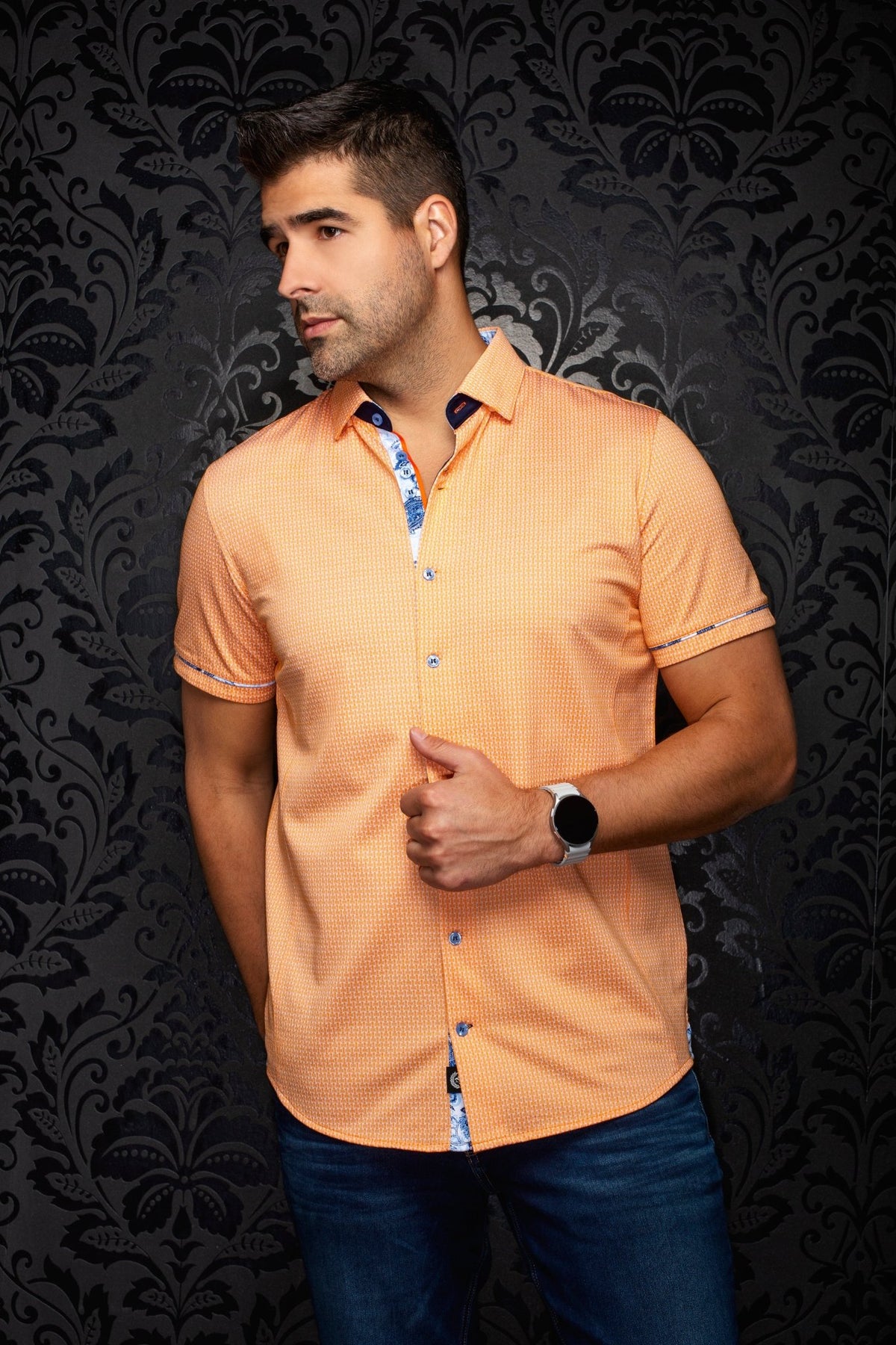 STRETCH SHORT SLEEVES SONORAN, Sun Orange - AU NOIR