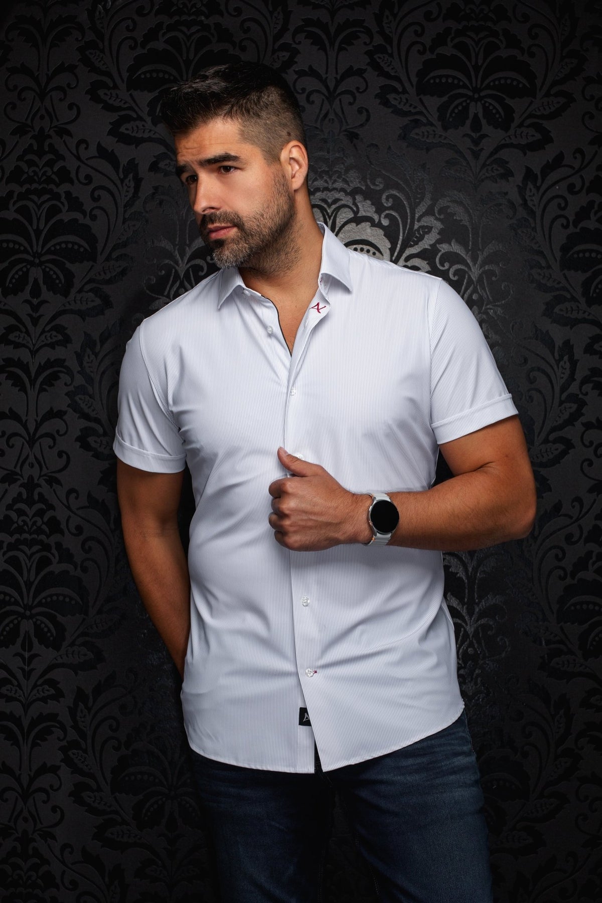 MANGA CORTA DE NYLON | NICK STRP, Blanco - AU NOIR