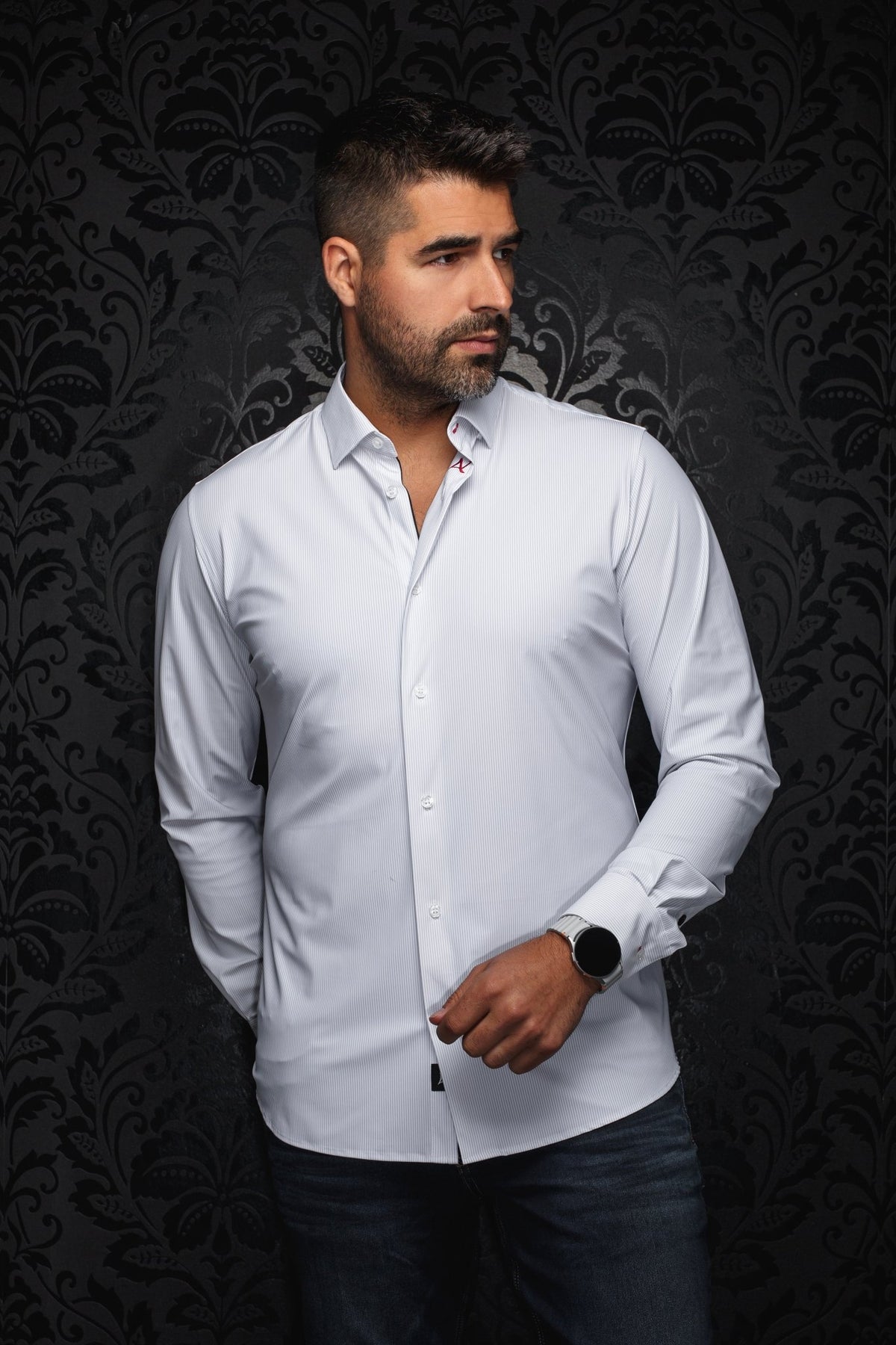 MANGA LARGA DE NYLON | NICOLAS STRP, Blanco - AU NOIR