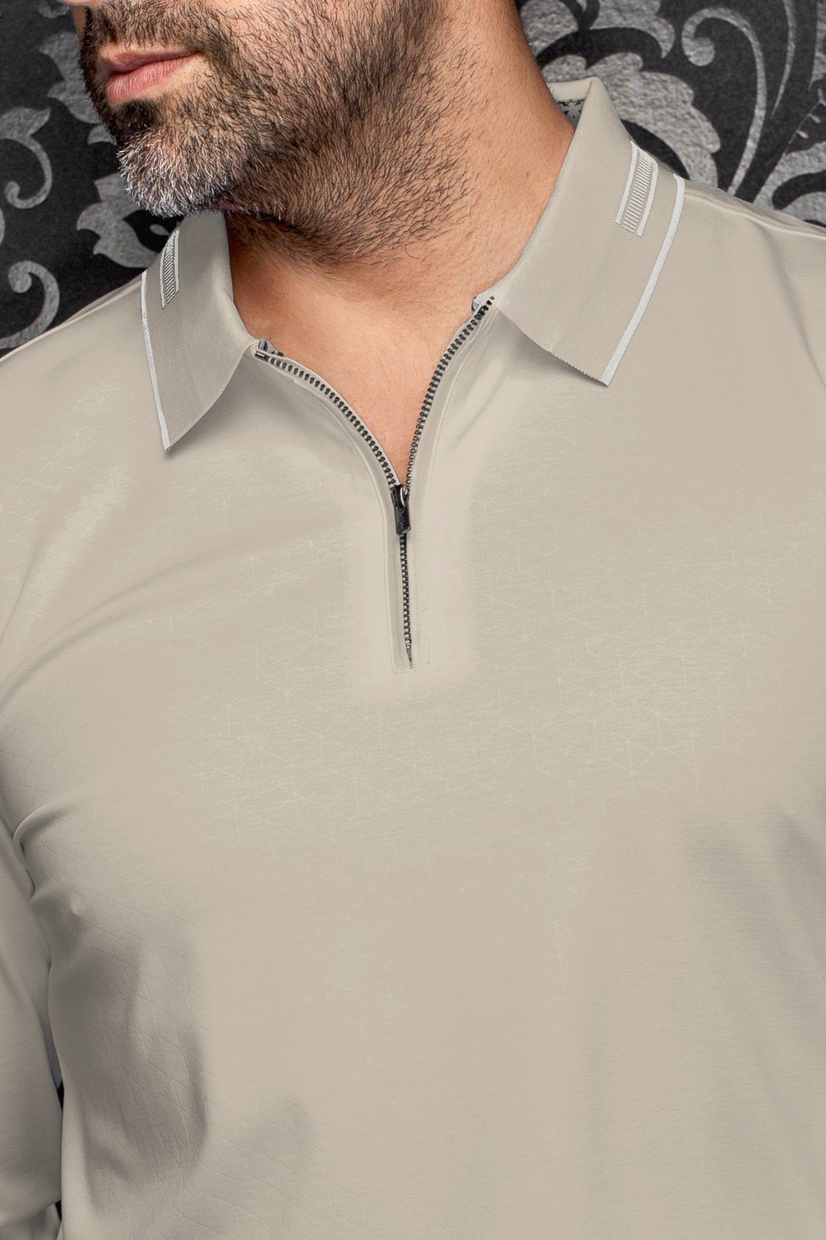 POLO MANCHES LONGUES | AVENOR, Stone - AU NOIR