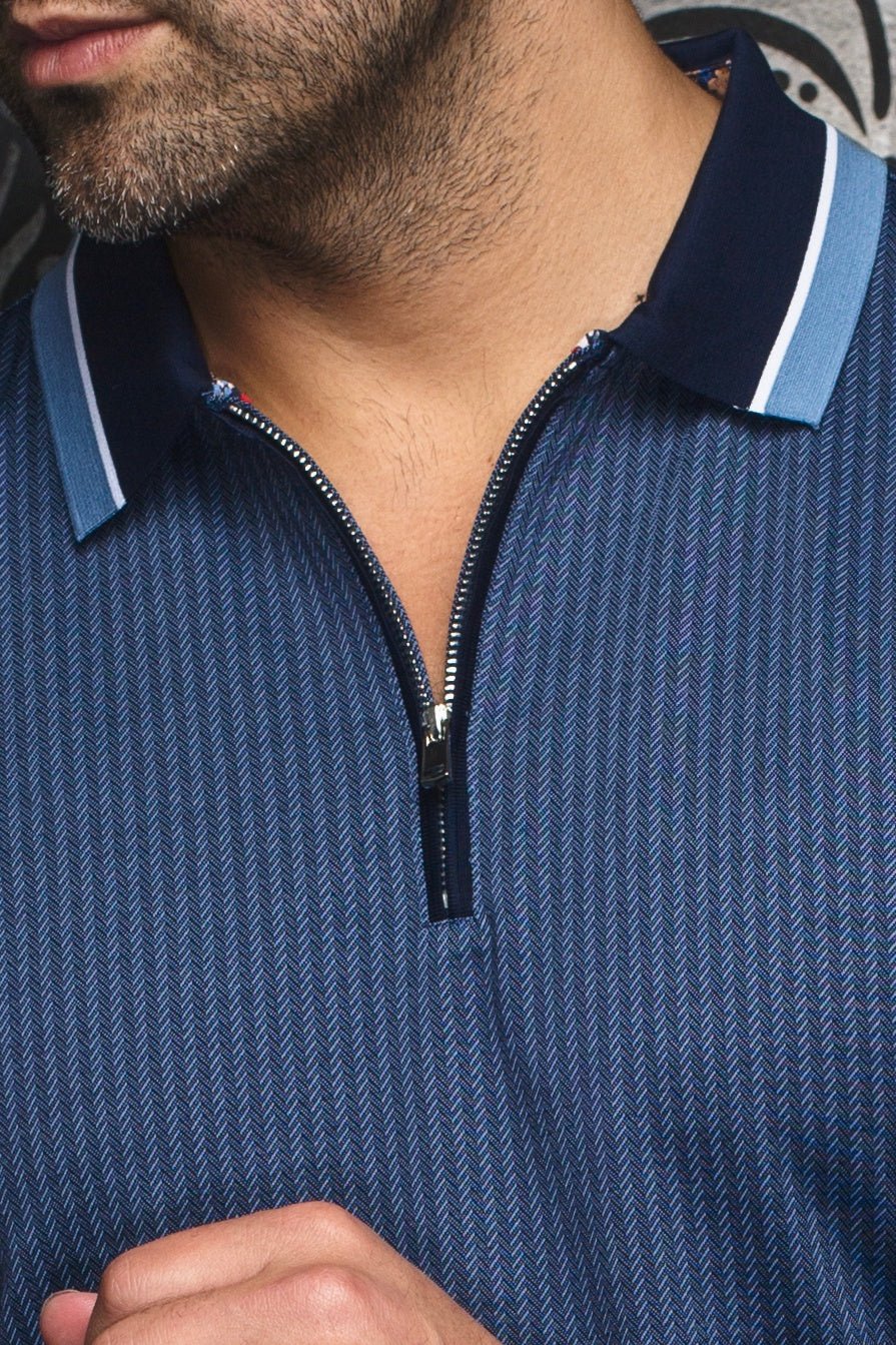 LONG-SLEEVED POLO SHIRT | FEDERICO, Blue - AU NOIR