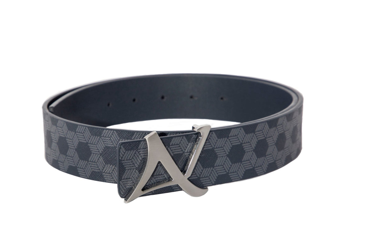 REVERSIBLE BELT | SHELBY BRUSHED NICKEL, navy - AU NOIR