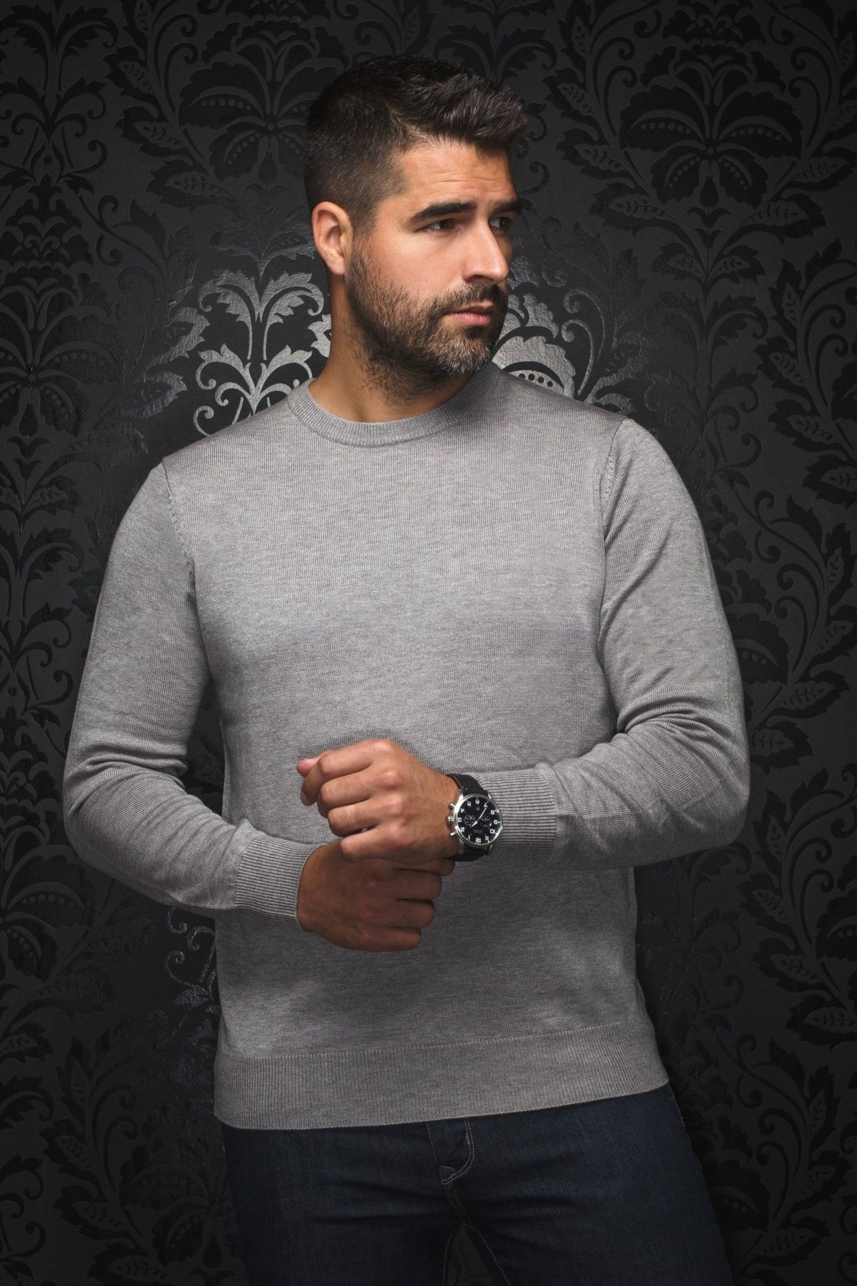 JERSEY DE LANA MERINO | MARINI, gris medio - AU NOIR