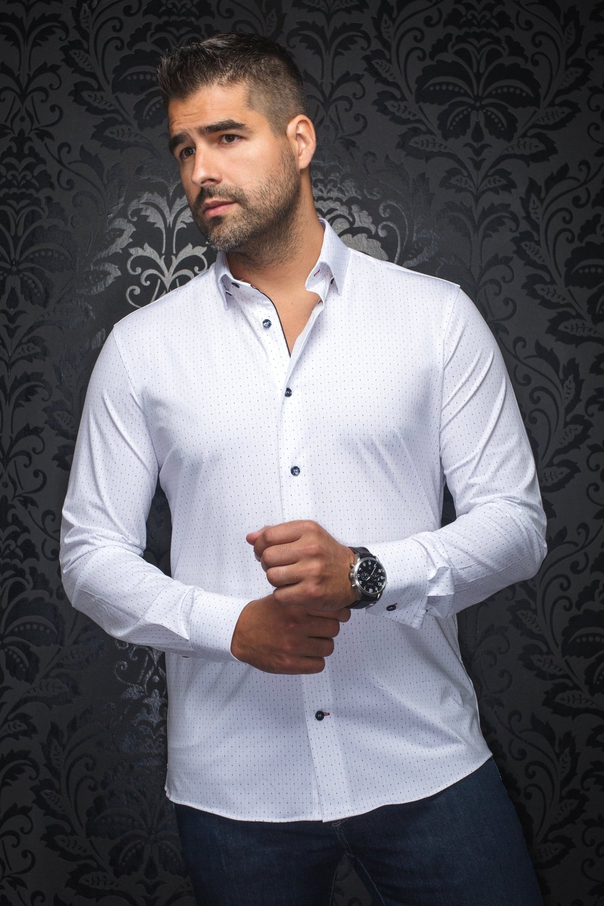 Camisa ALEXANDER-NDL, blanco azul - AU NOIR