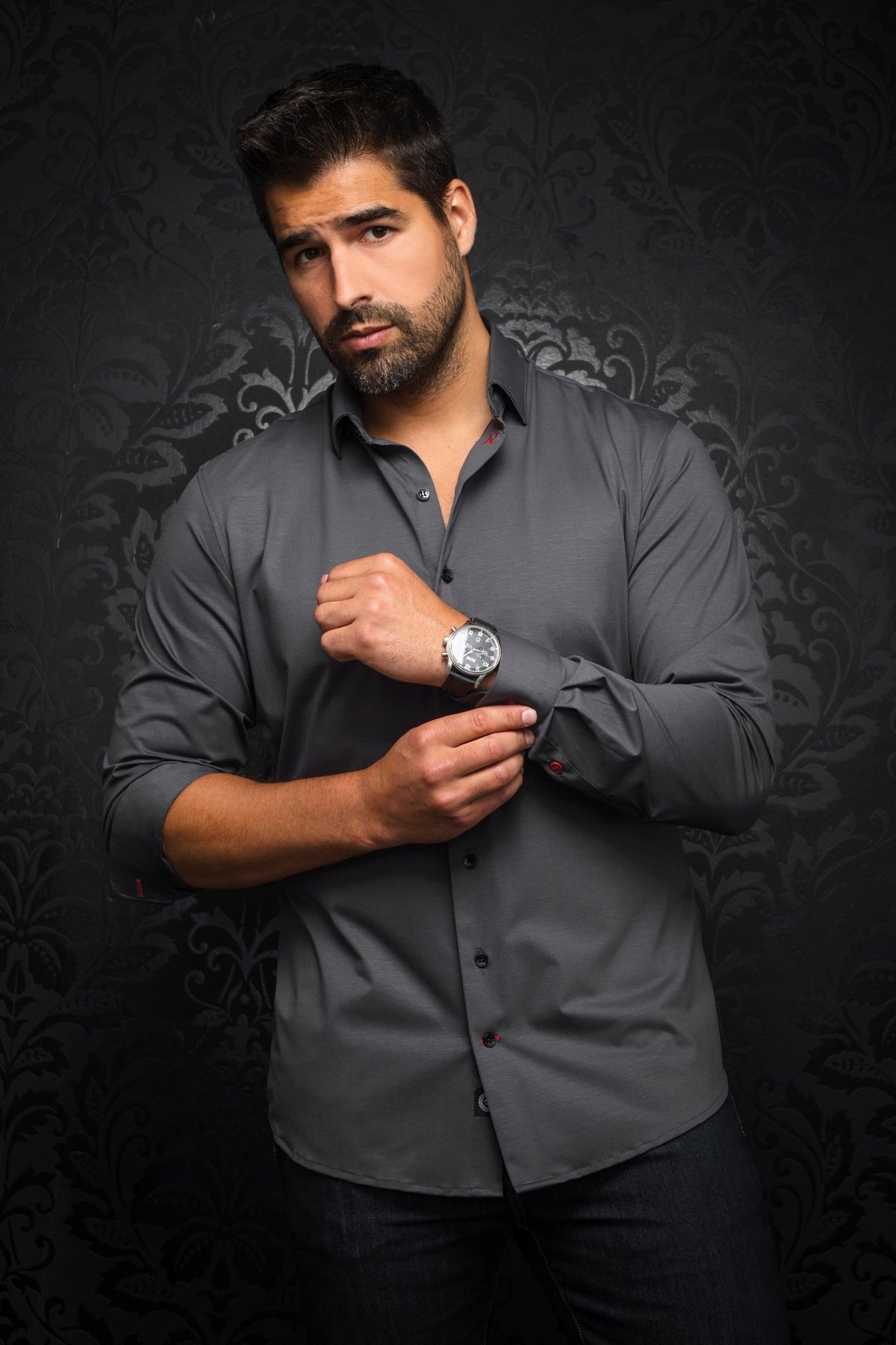 Shirt ALEXANDER-SLD, Dark gray - AU NOIR