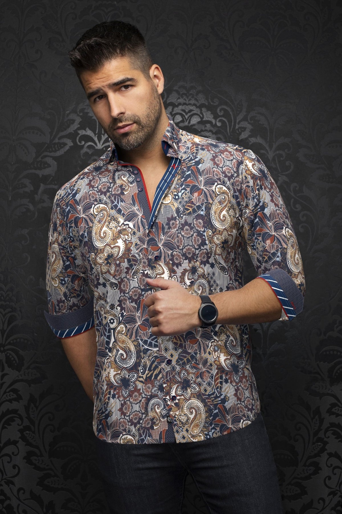 Shirt MACHADO, Navy Beige - AU NOIR