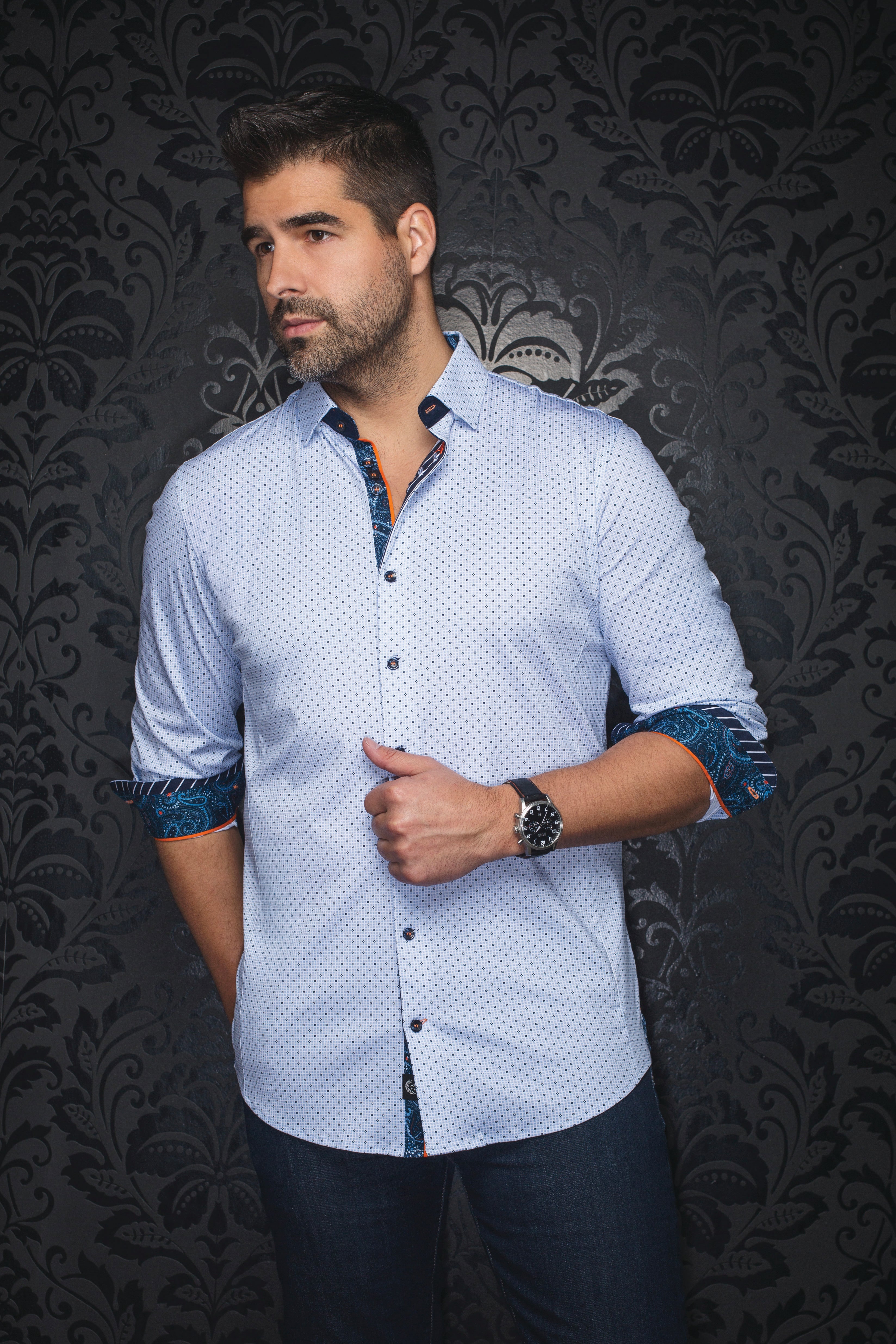CHEMISE | CALDARA, White Blue