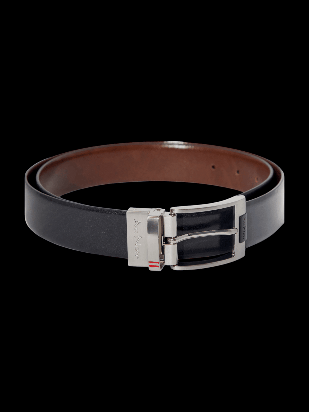 CINTURÓN REVERSIBLE | DESOTO BRUSHED NICKLE, negro-marrón - AU NOIR
