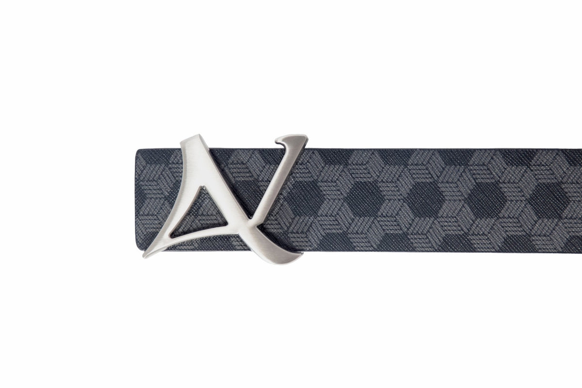 CINTURÓN REVERSIBLE | SHELBY BRUSHED NICKLE, azul marino - AU NOIR