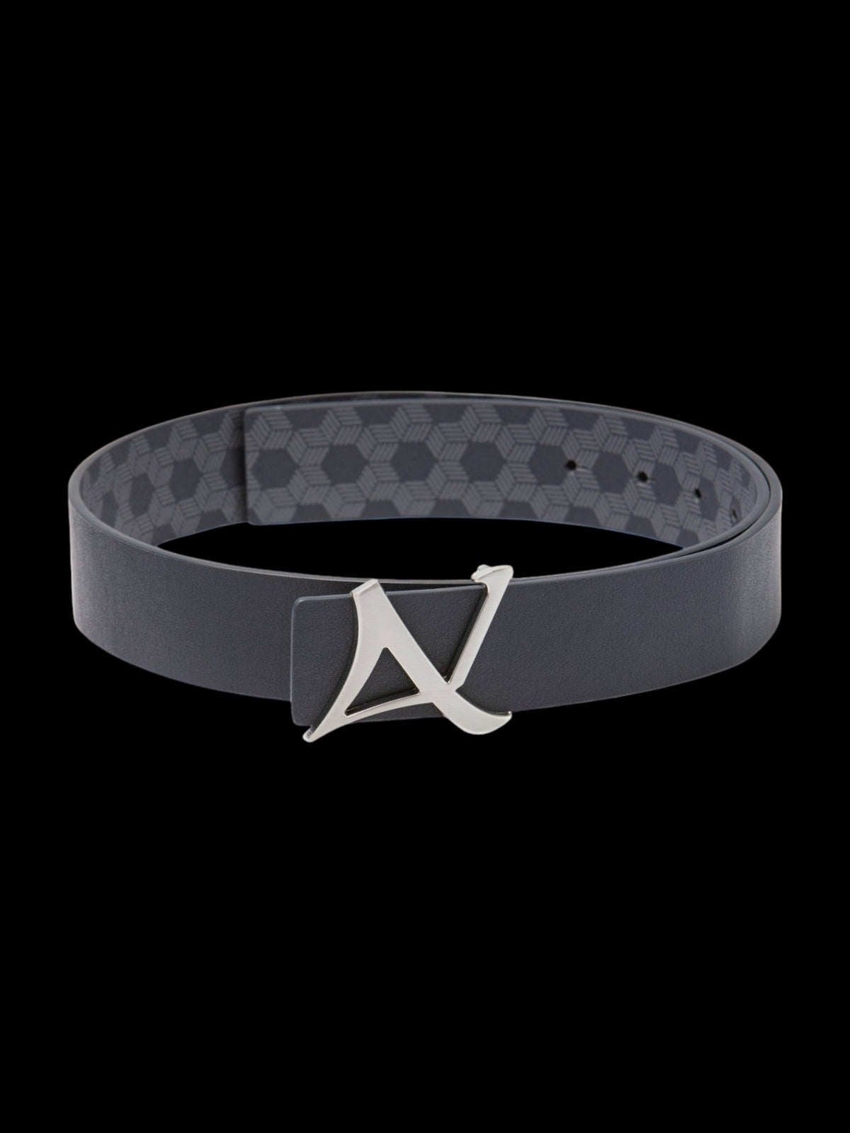 REVERSIBLE BELT | SHELBY BRUSHED NICKEL, navy - AU NOIR