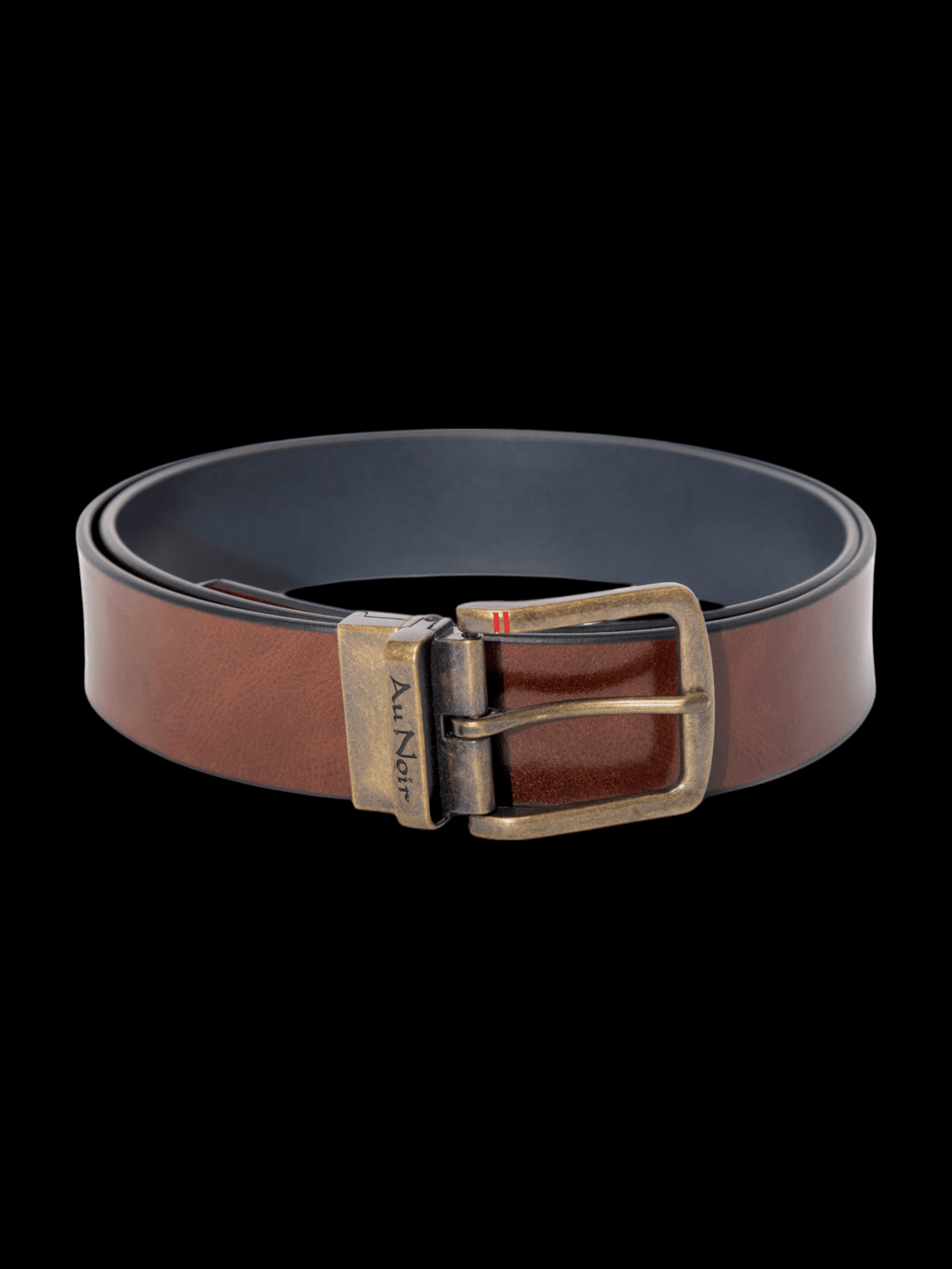 REVERSIBLE BELT | STRAUSS BRASS, tan - navy - AU NOIR
