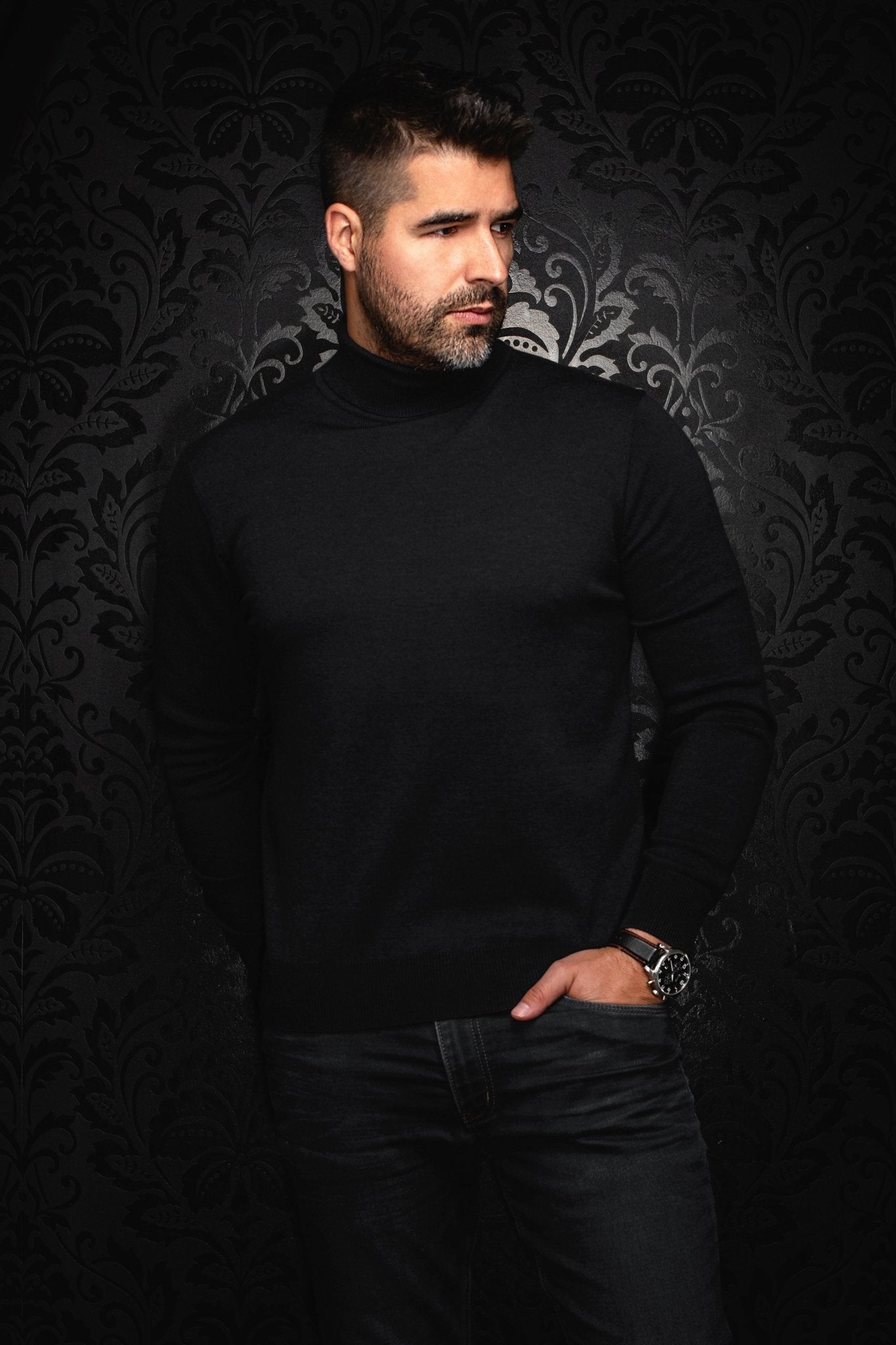 CHANDAIL EN LAINE MÉRINOS | ARKANES, Black - AU NOIR