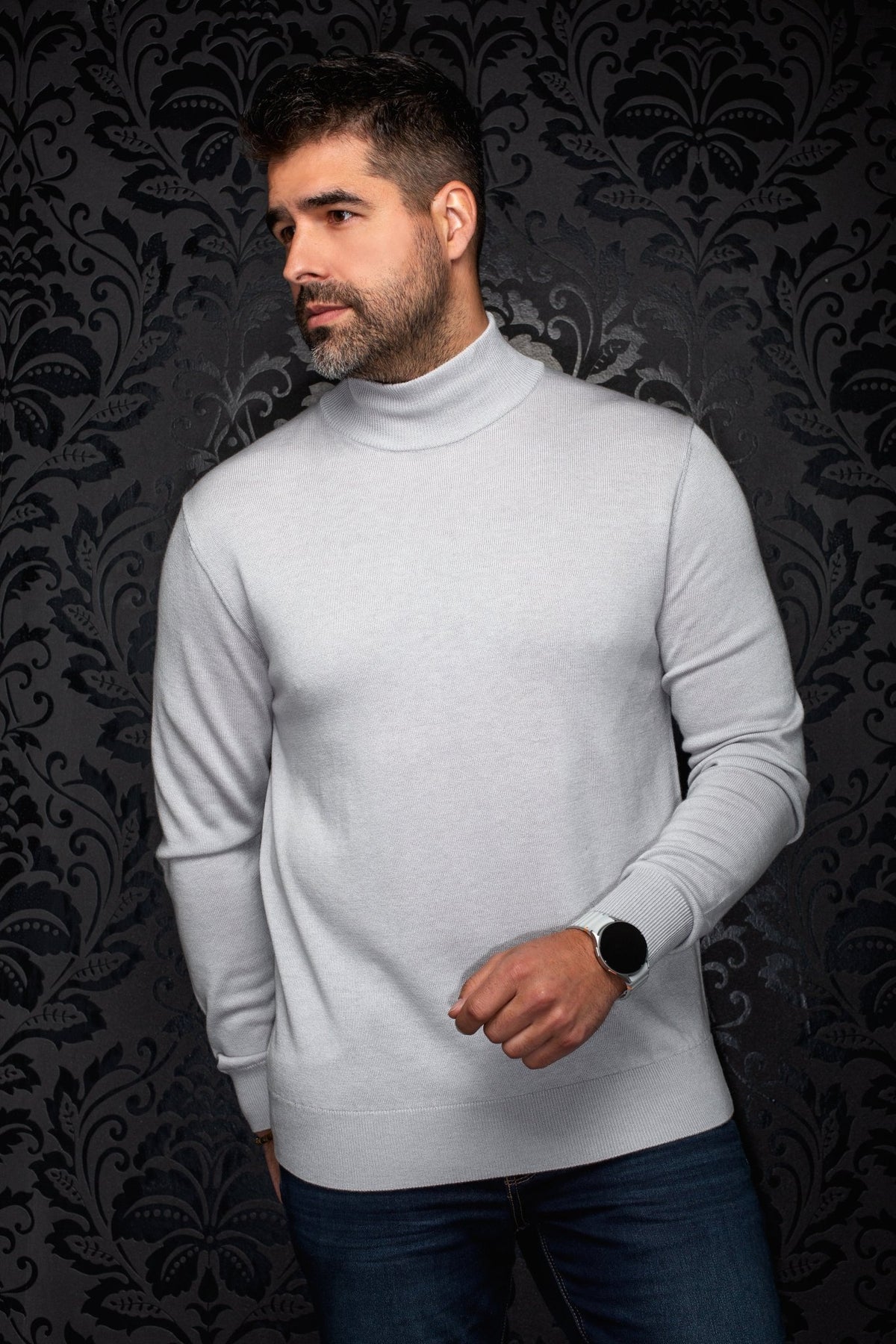 CHANDAIL EN LAINE MÉRINOS | BORGANES, Light Grey - AU NOIR