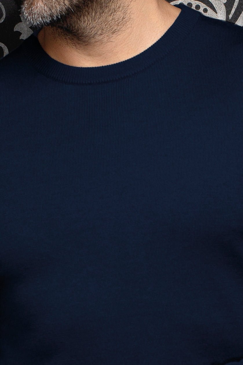 CHANDAIL EN LAINE MÉRINOS | LACAUNE, Navy - AU NOIR