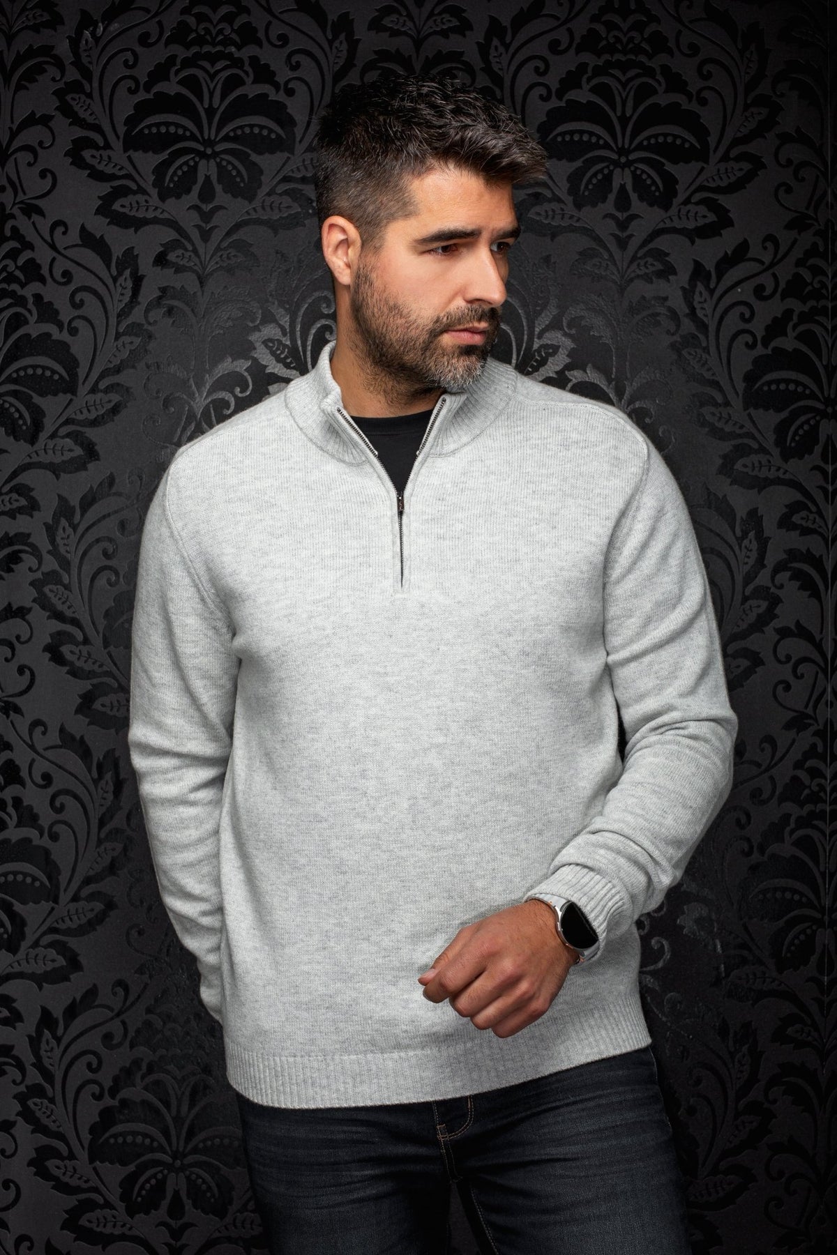 CHANDAIL EN LAINE MÉRINOS | MEADOWVALE, Light grey - AU NOIR