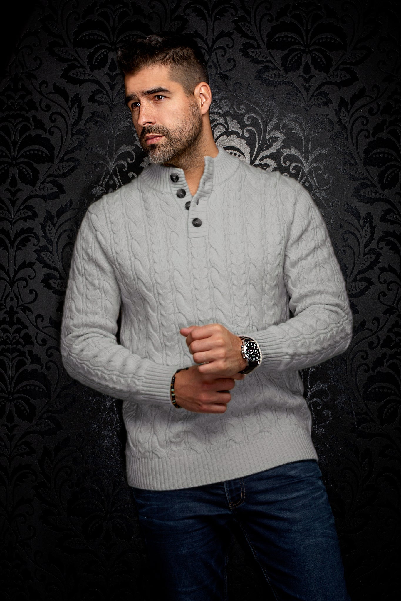 CHANDAIL EN LANA MERINOS | OSLO, Gris claro - AU NOIR