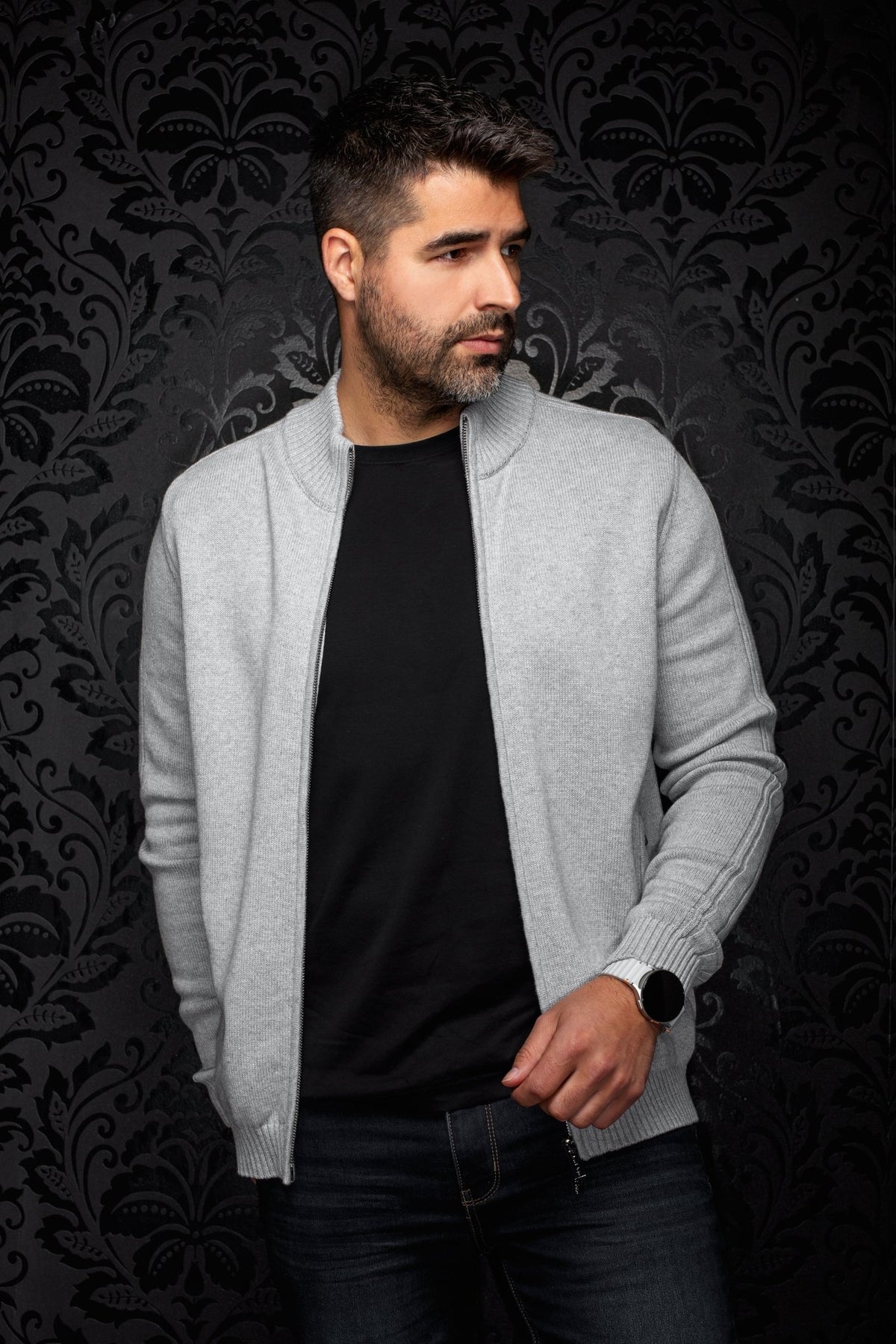 CHANDAIL EN LAINE MÉRINOS | RACKA, Grey - AU NOIR