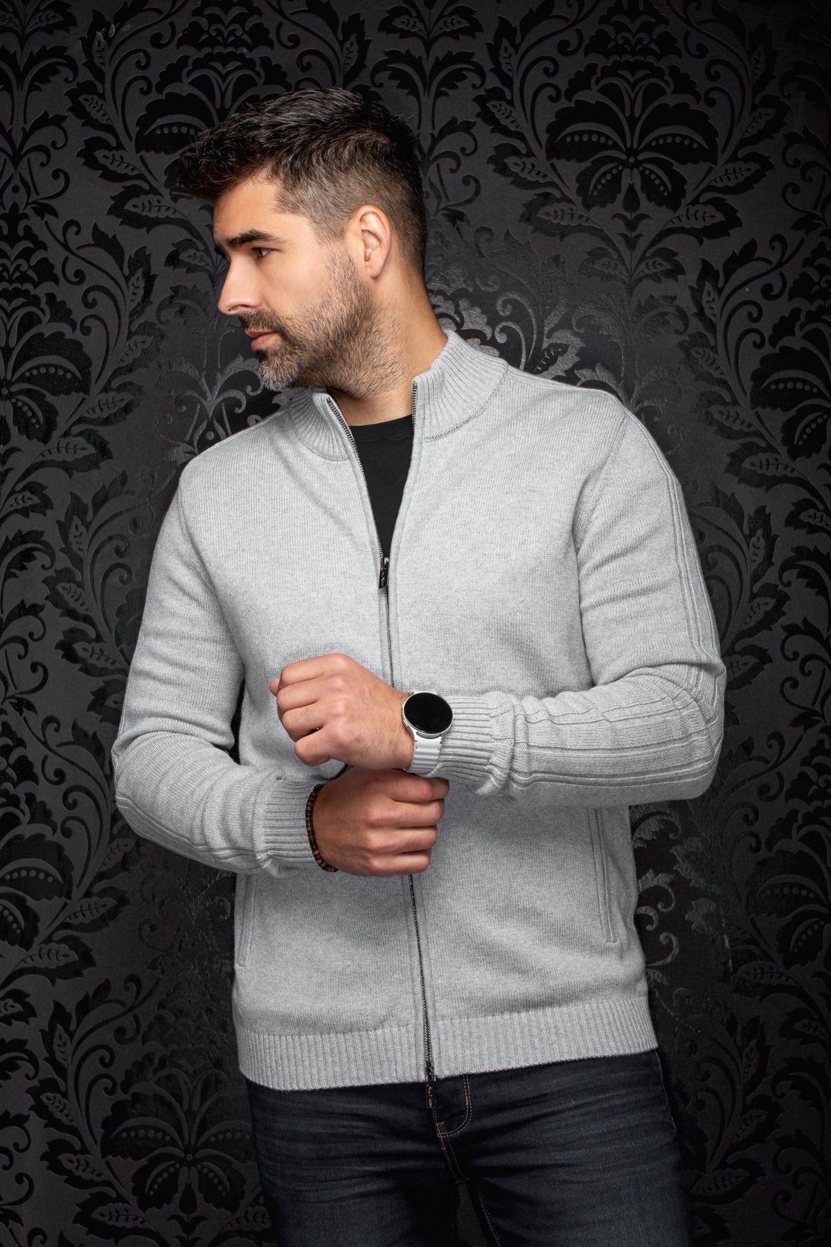 CHANDAIL EN LAINE MÉRINOS | RACKA, Grey - AU NOIR
