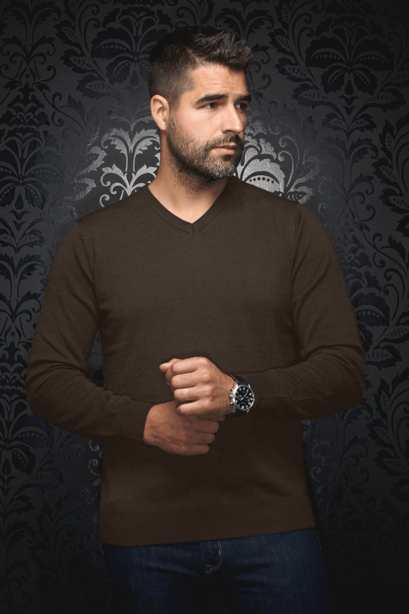 MERINO WOOL SWEATER | SAXONY, brown - AU NOIR