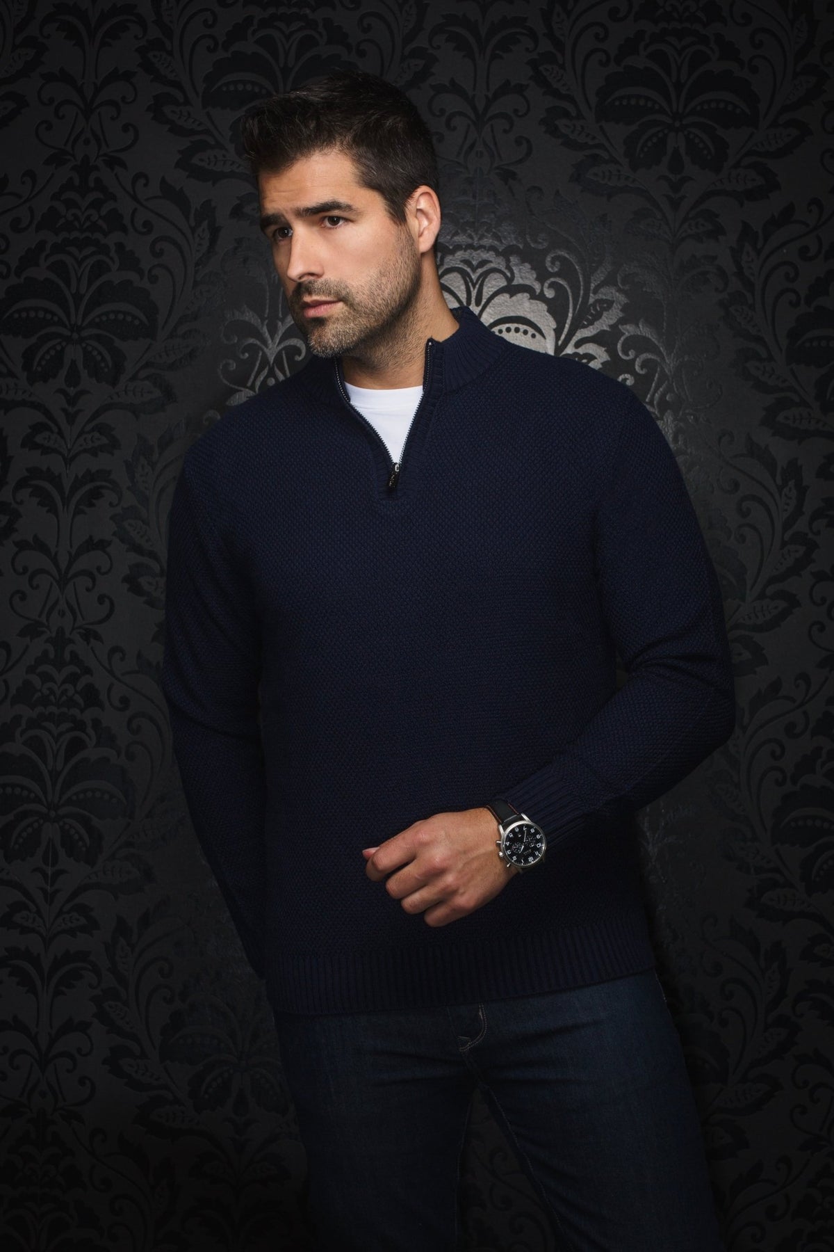 JERSEY DE LANA MERINO | VOGAR, azul marino - AU NOIR