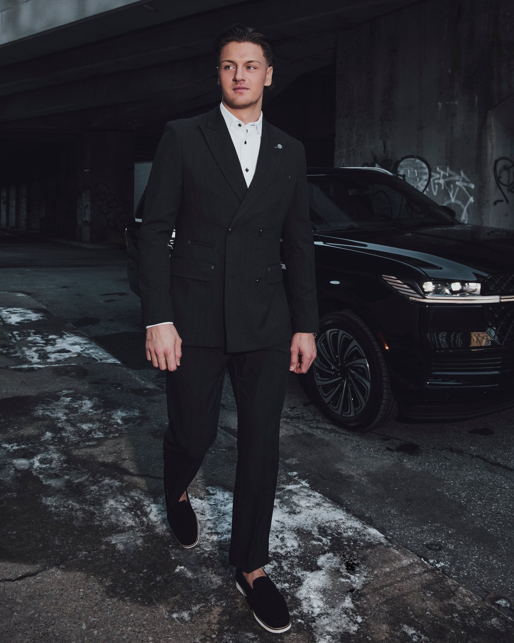 SUEDE LOAFER SHOES | DANDRIDGE, Black - AU NOIR