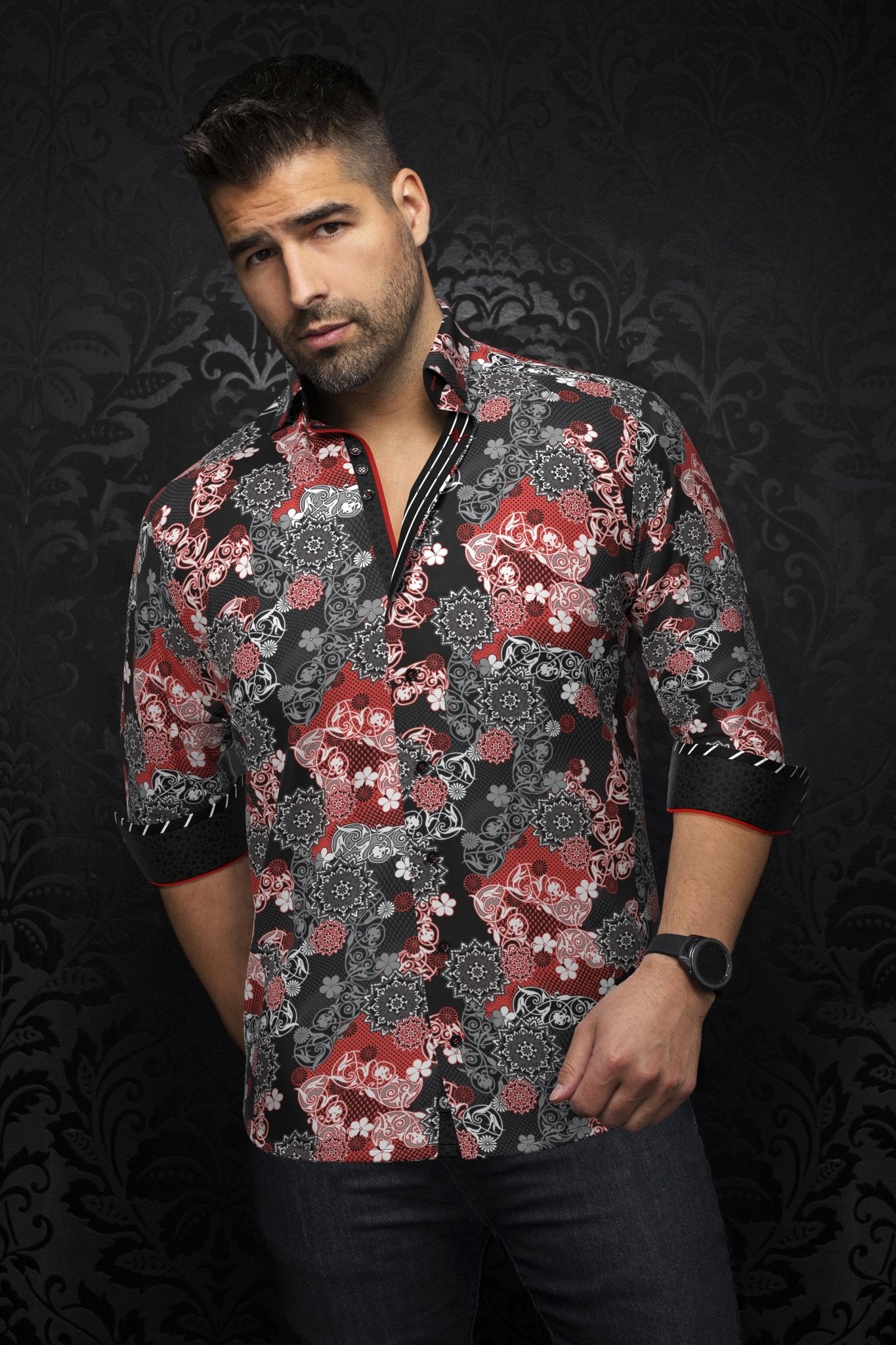 CHEMISE | ALBORI, Black Red - AU NOIR