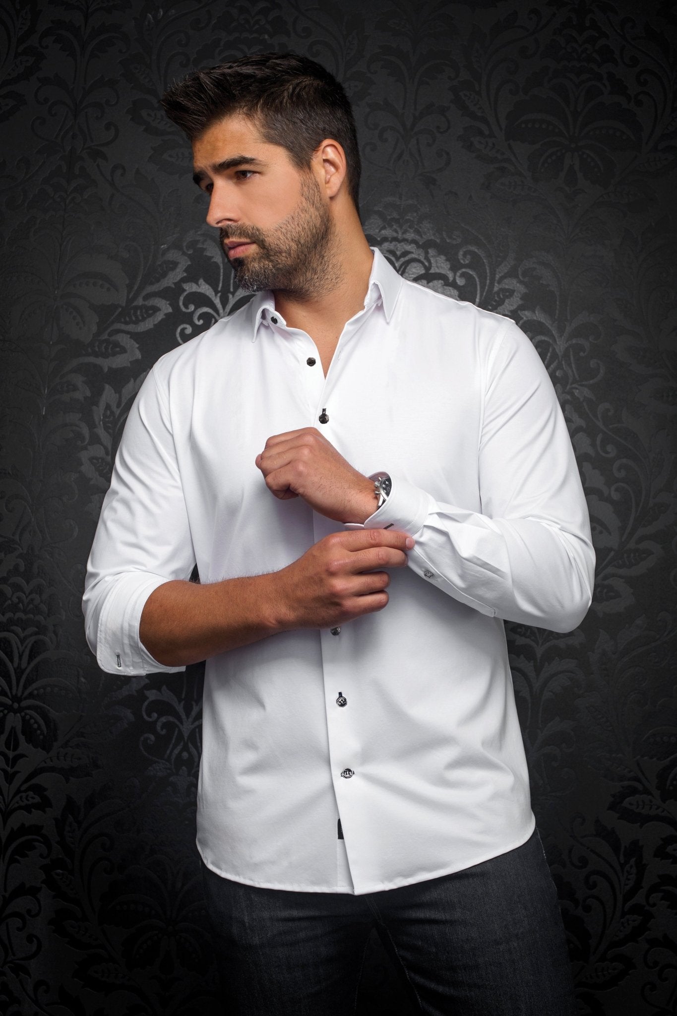 Chemise | ALEXANDER - SLD, white black - AU NOIR