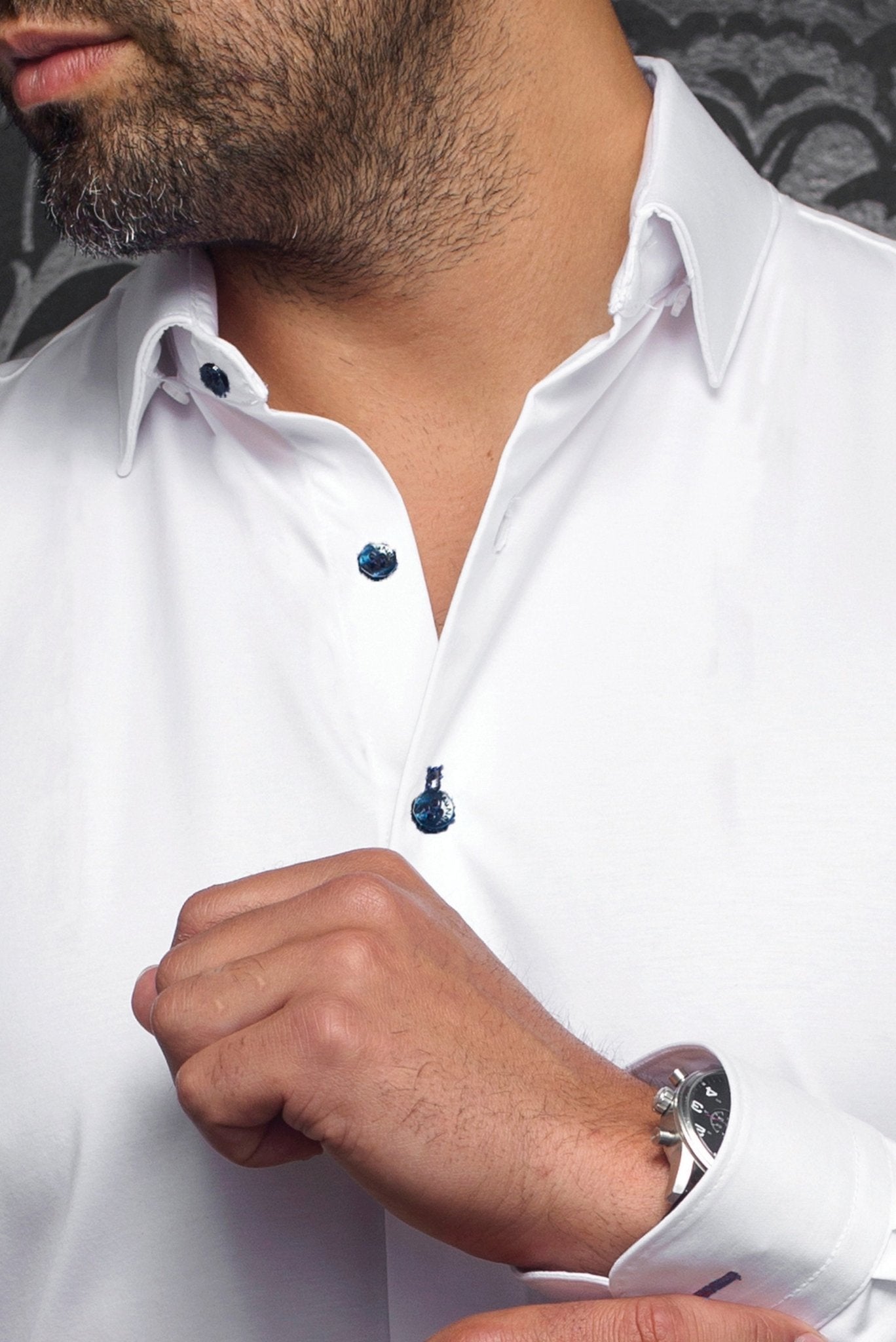 Chemise | ALEXANDER - SLD, white navy - AU NOIR