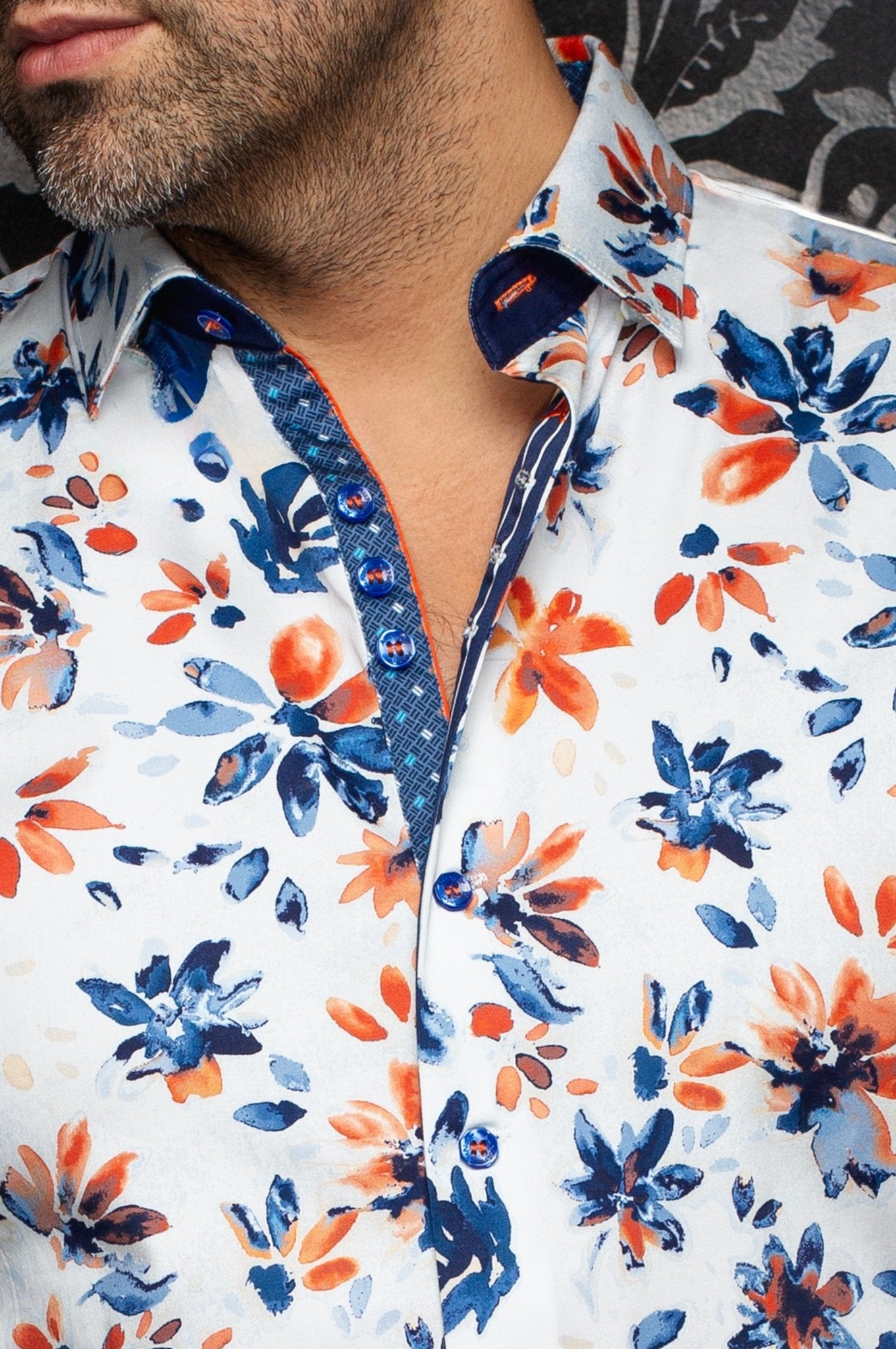CHEMISE | AMARO, Light Blue Orange - AU NOIR