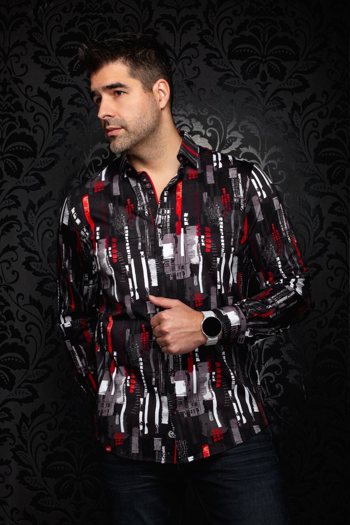 CHEMISE | BEAUMONT, Black Red - AU NOIR