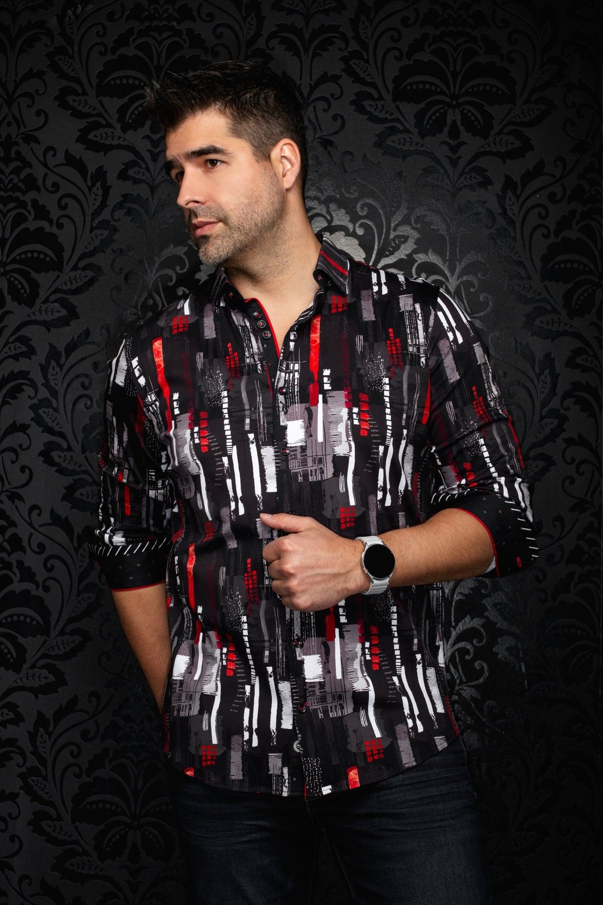 CHEMISE | BEAUMONT, Black Red - AU NOIR