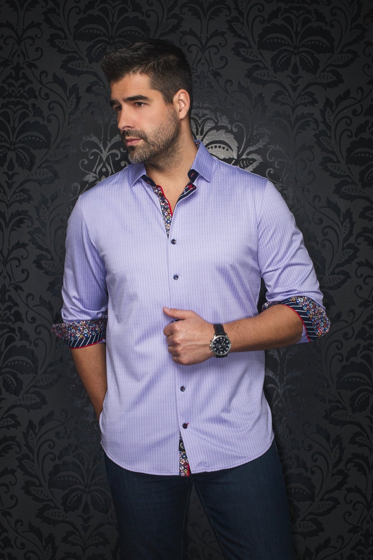 Shirt  BERNADO, Lavender - AU NOIR