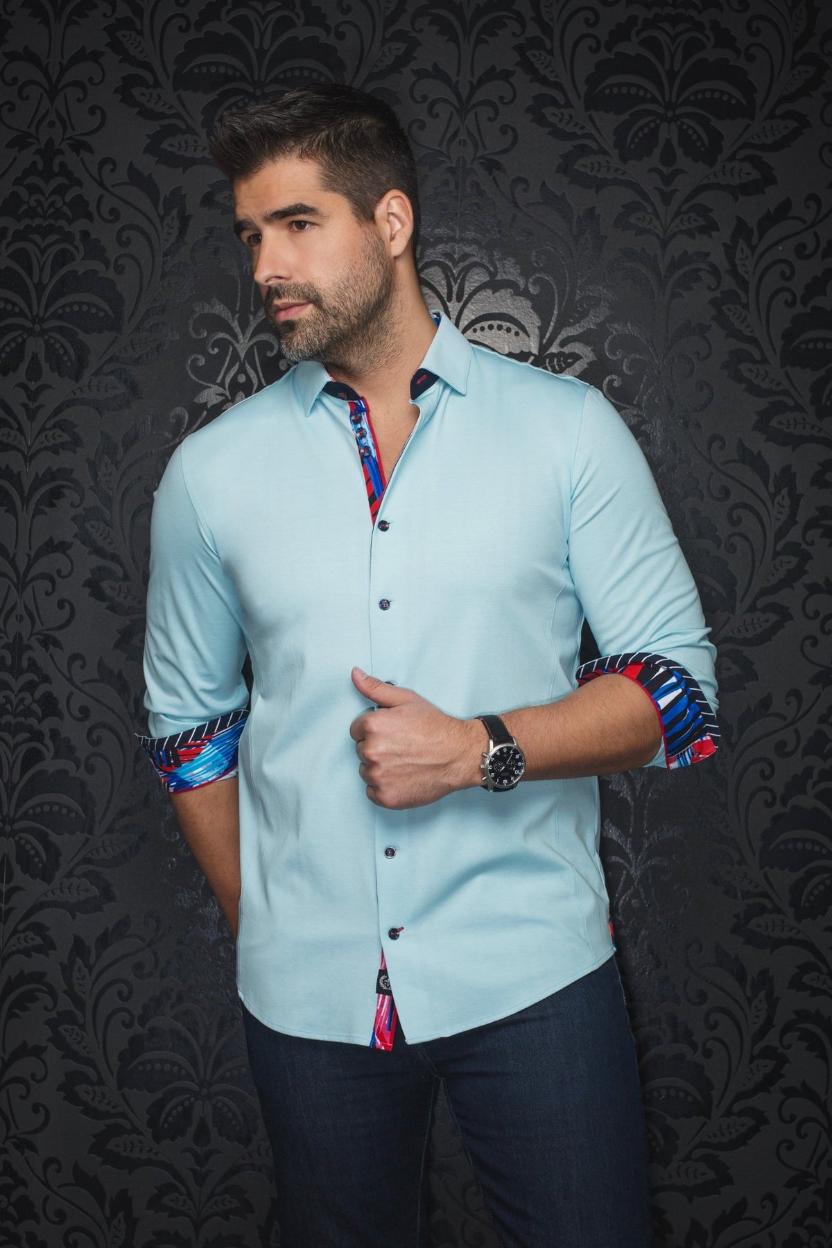 Shirt  CAPAZZA, Turquoise - AU NOIR