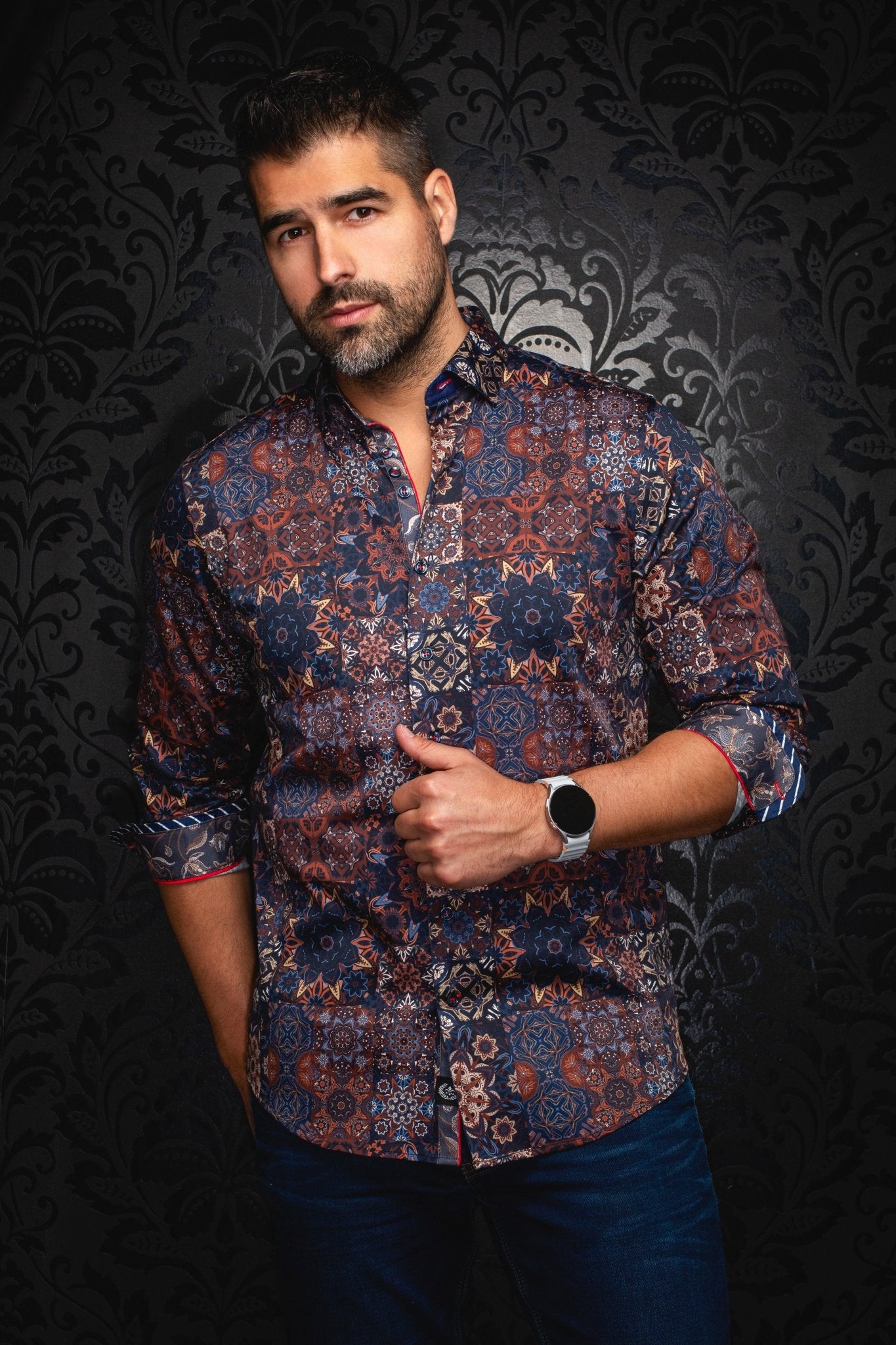 CHEMISE | CLOVIS, Navy Rust - AU NOIR