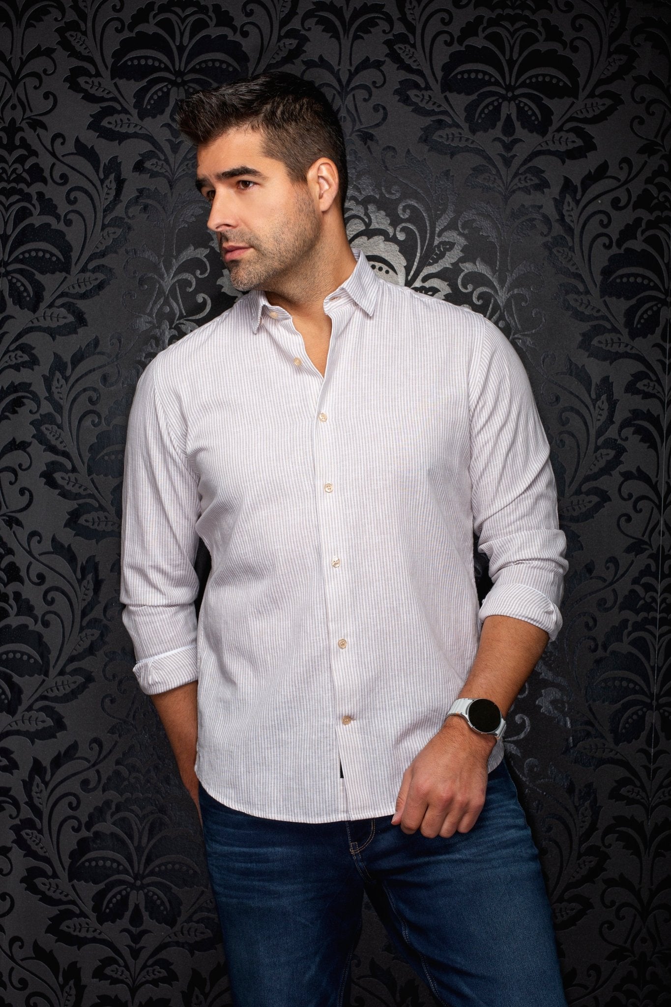 CHEMISE EN LIN | BERNAL, Beige - AU NOIR