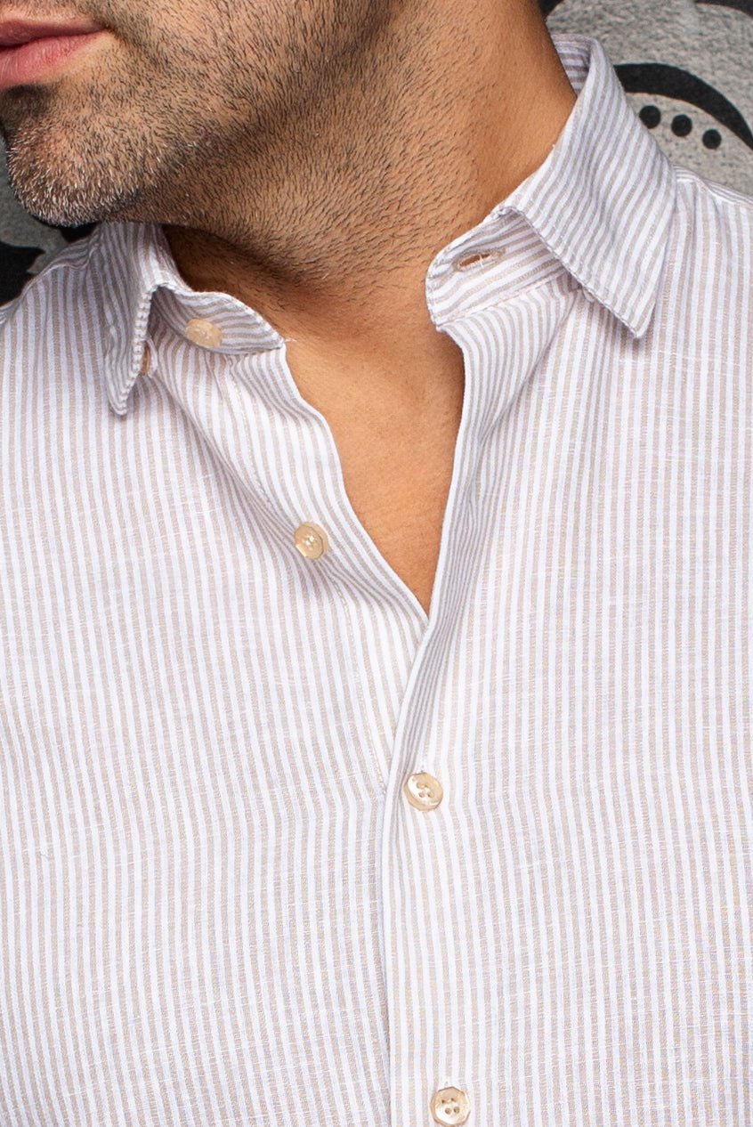 CHEMISE EN LIN | BERNAL, Beige - AU NOIR