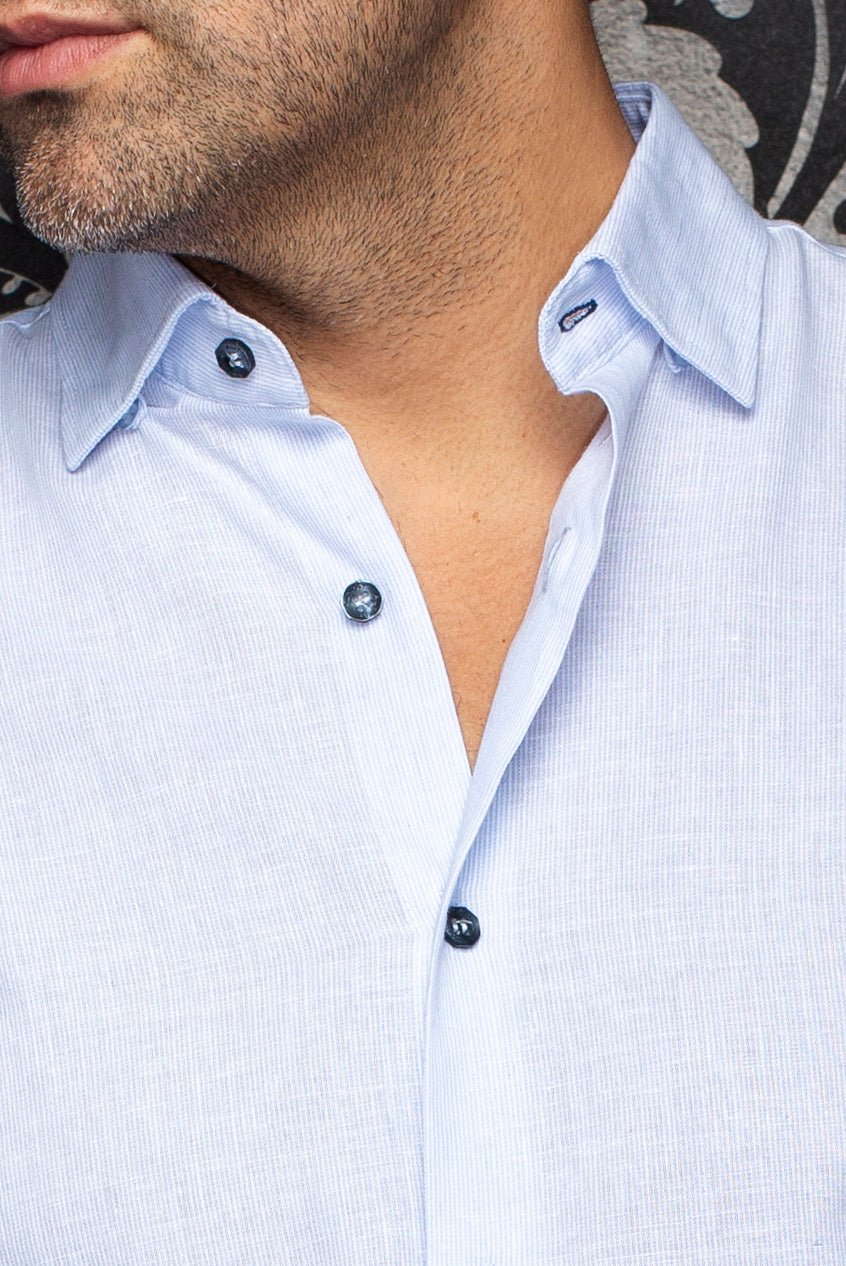 CHEMISE EN LIN | GERE, Blue - AU NOIR