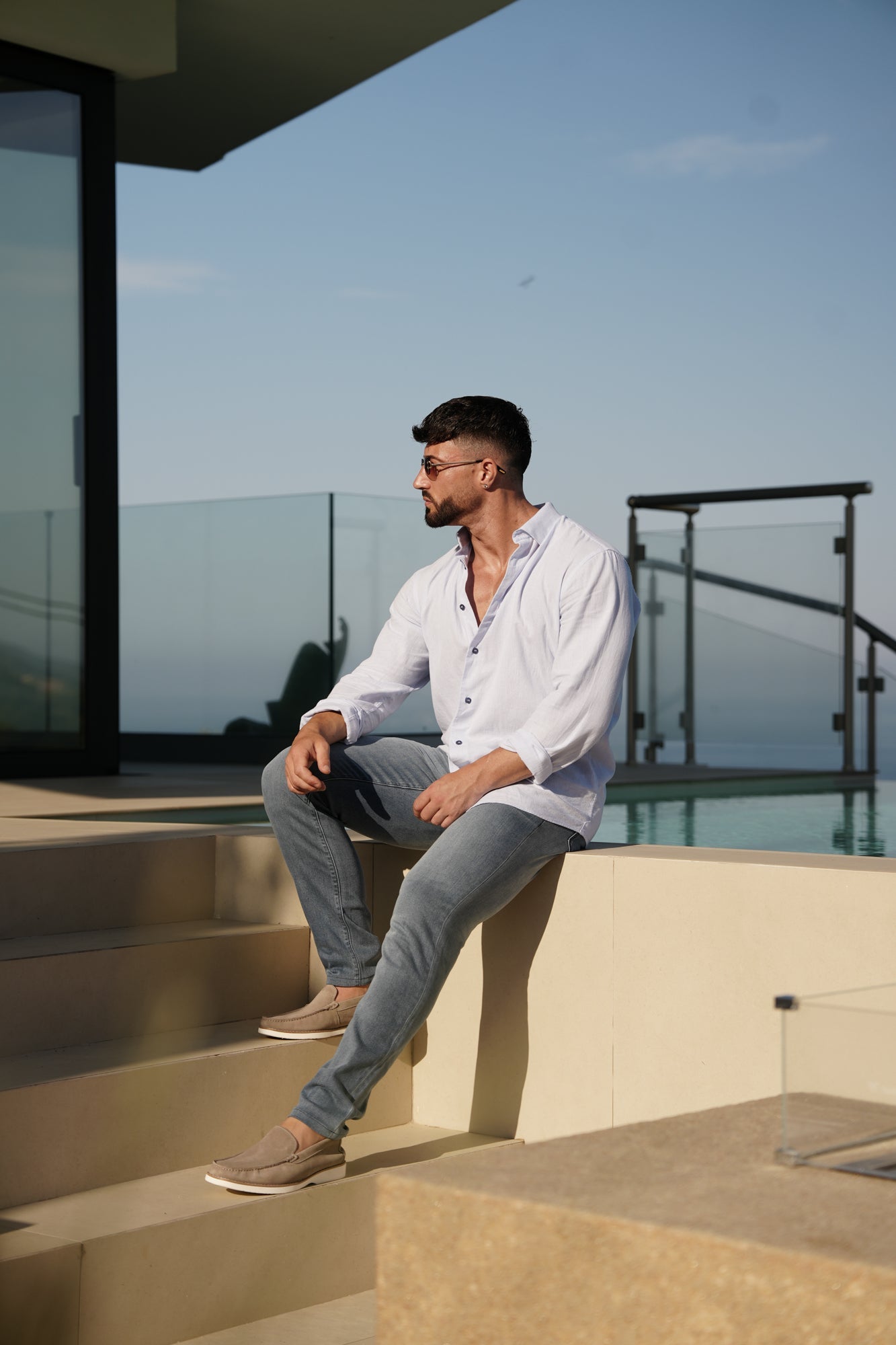CHEMISE EN LIN | MENDELSOHN, Blue - AU NOIR