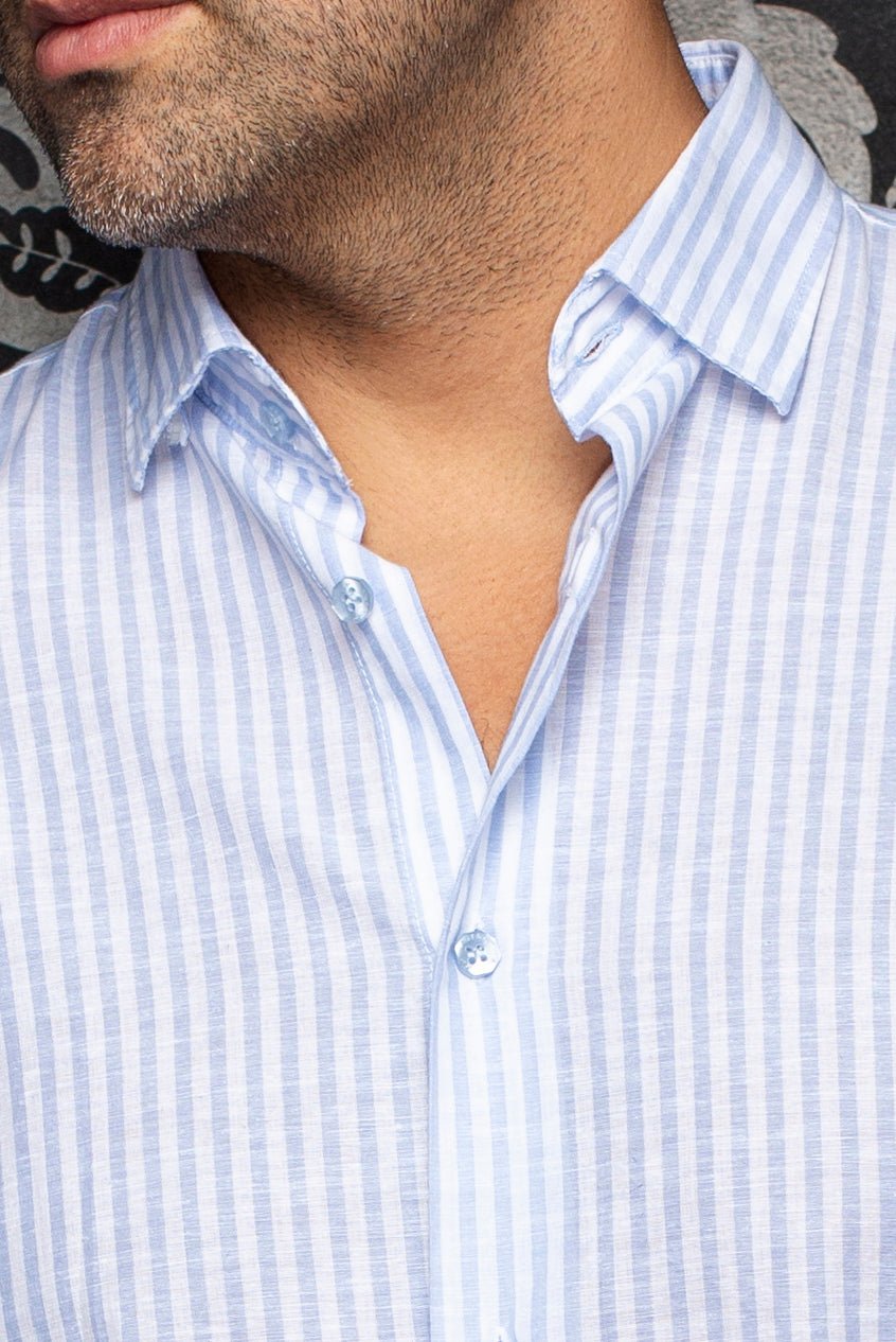 CHEMISE EN LIN | MENDELSOHN, Blue - AU NOIR